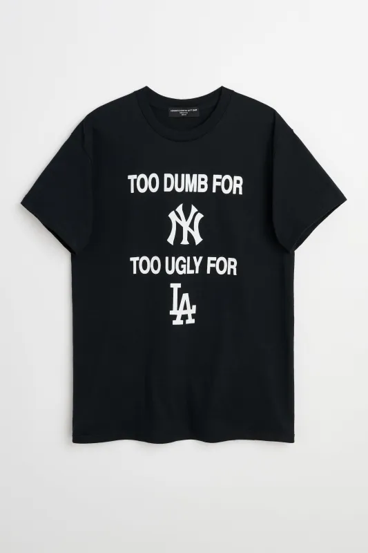 Connie Costas NY/LA Front Graphic T-shirt Black sold by Tres Bien