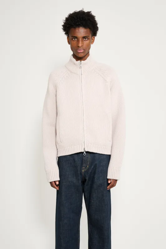 Our Legacy Ultra Zip Cardigan Bone Low Twist Merino sold by Tres Bien