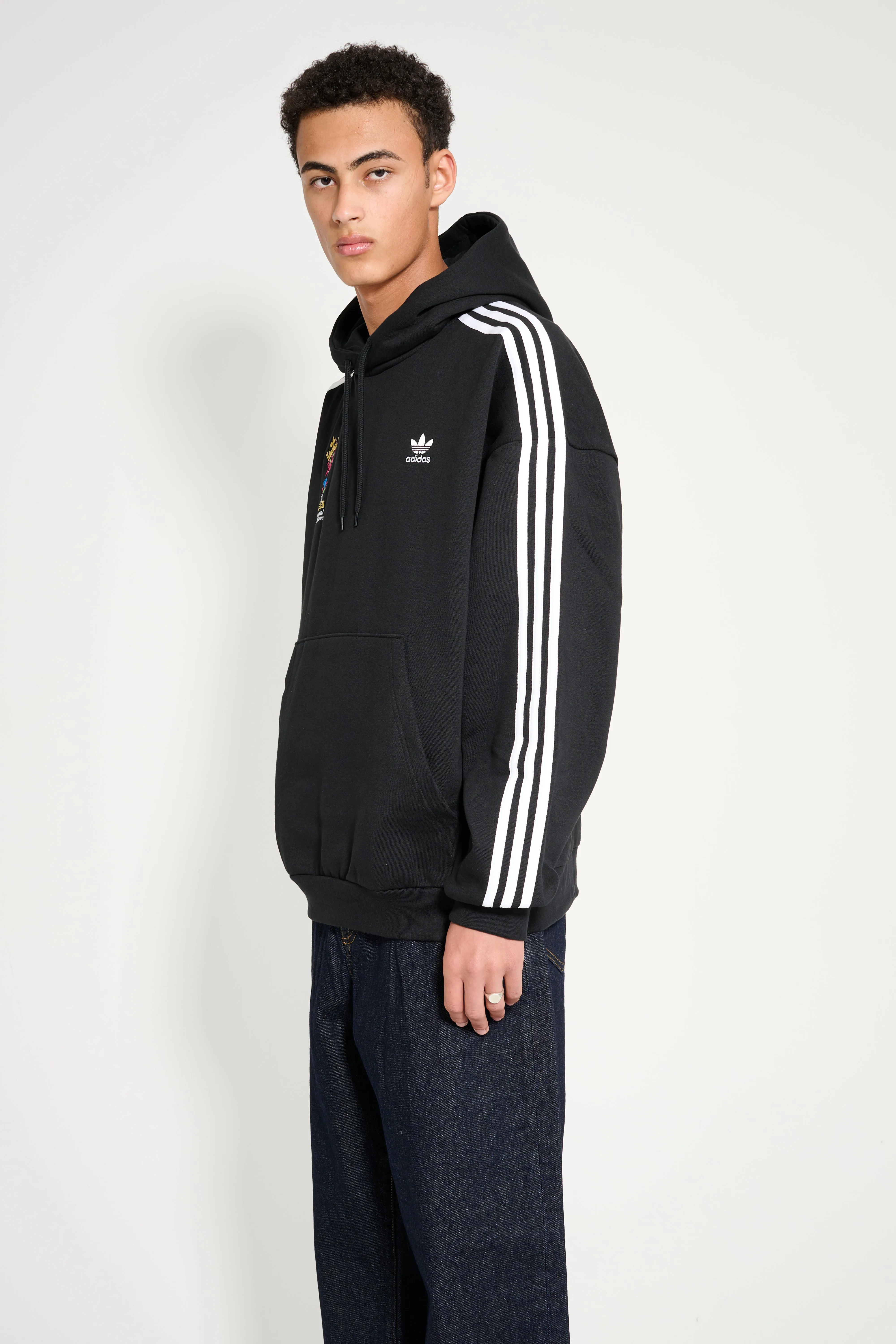 adidas x TRÈS BIEN x Mental Athletic Adicolor Baggy Fit Hoodie Black sold by Tres Bien product image thumbnail 3