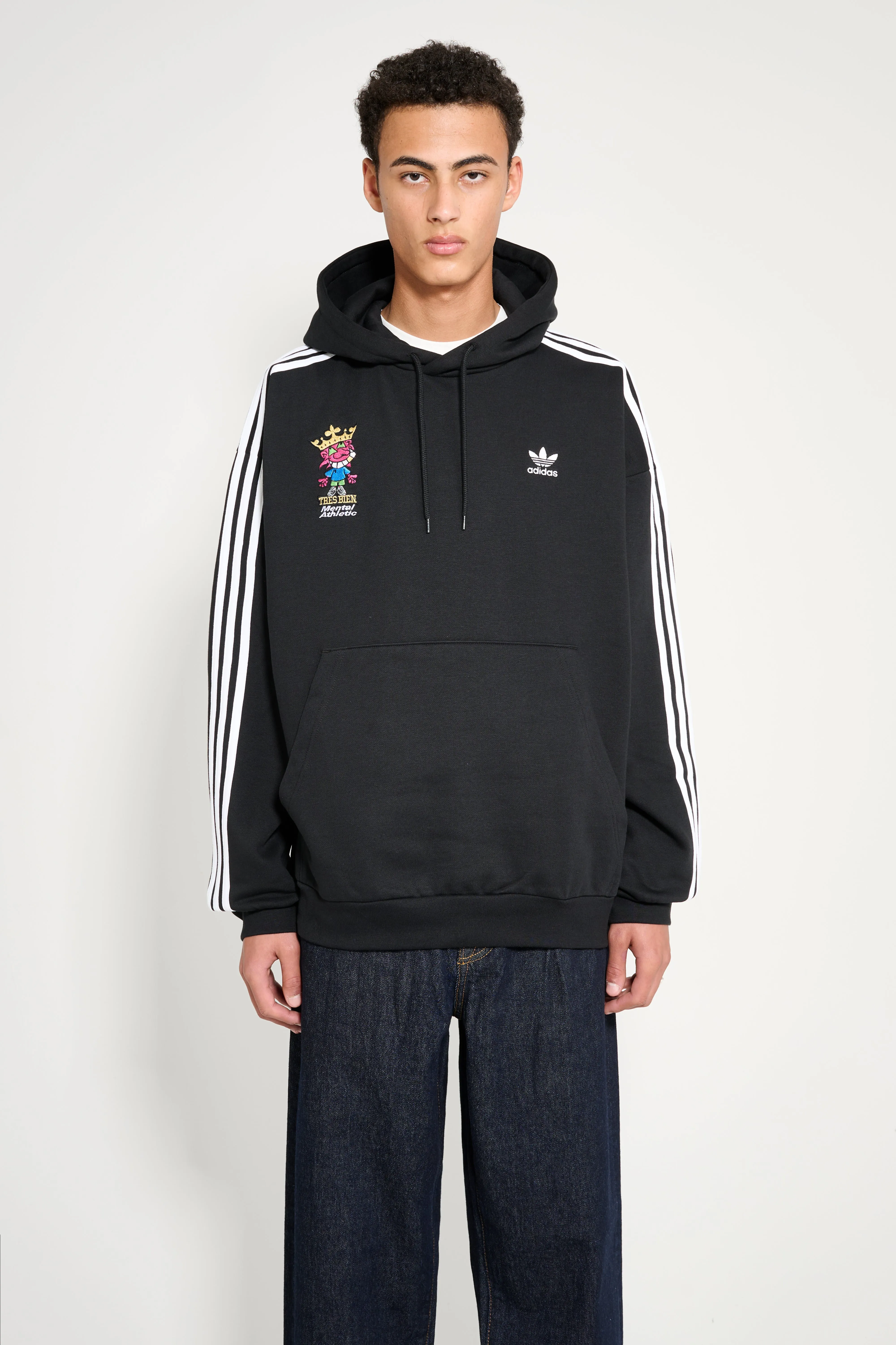 adidas x TRÈS BIEN x Mental Athletic Adicolor Baggy Fit Hoodie Black sold by Tres Bien product image thumbnail 2