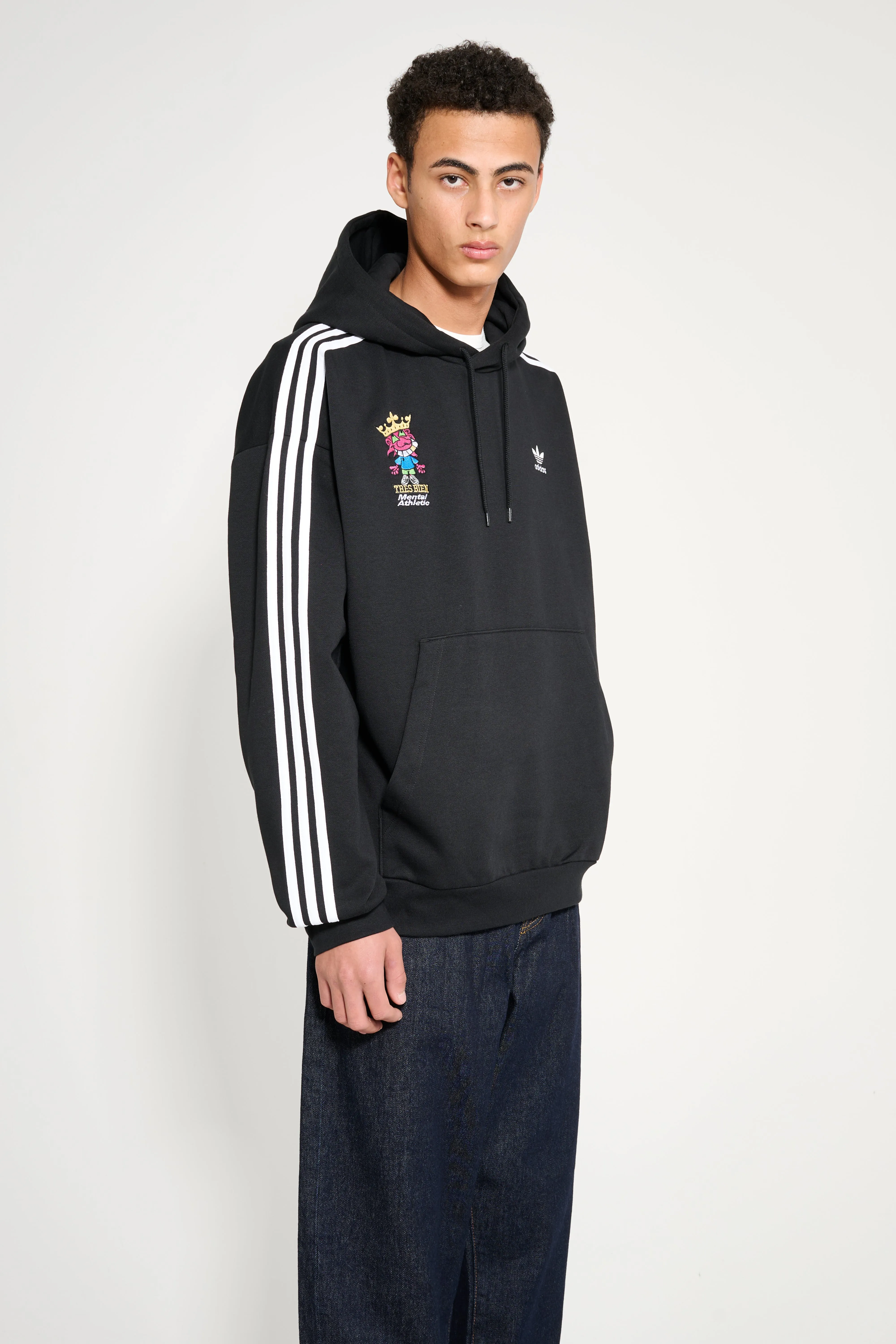 adidas x TRÈS BIEN x Mental Athletic Adicolor Baggy Fit Hoodie Black sold by Tres Bien product image thumbnail 5