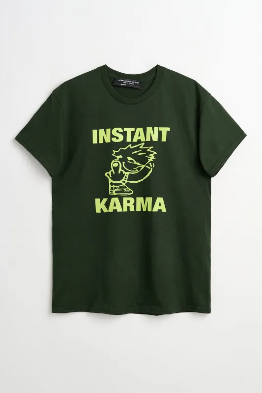 Connie Costas Instant Karma Tee Green sold by Tres Bien