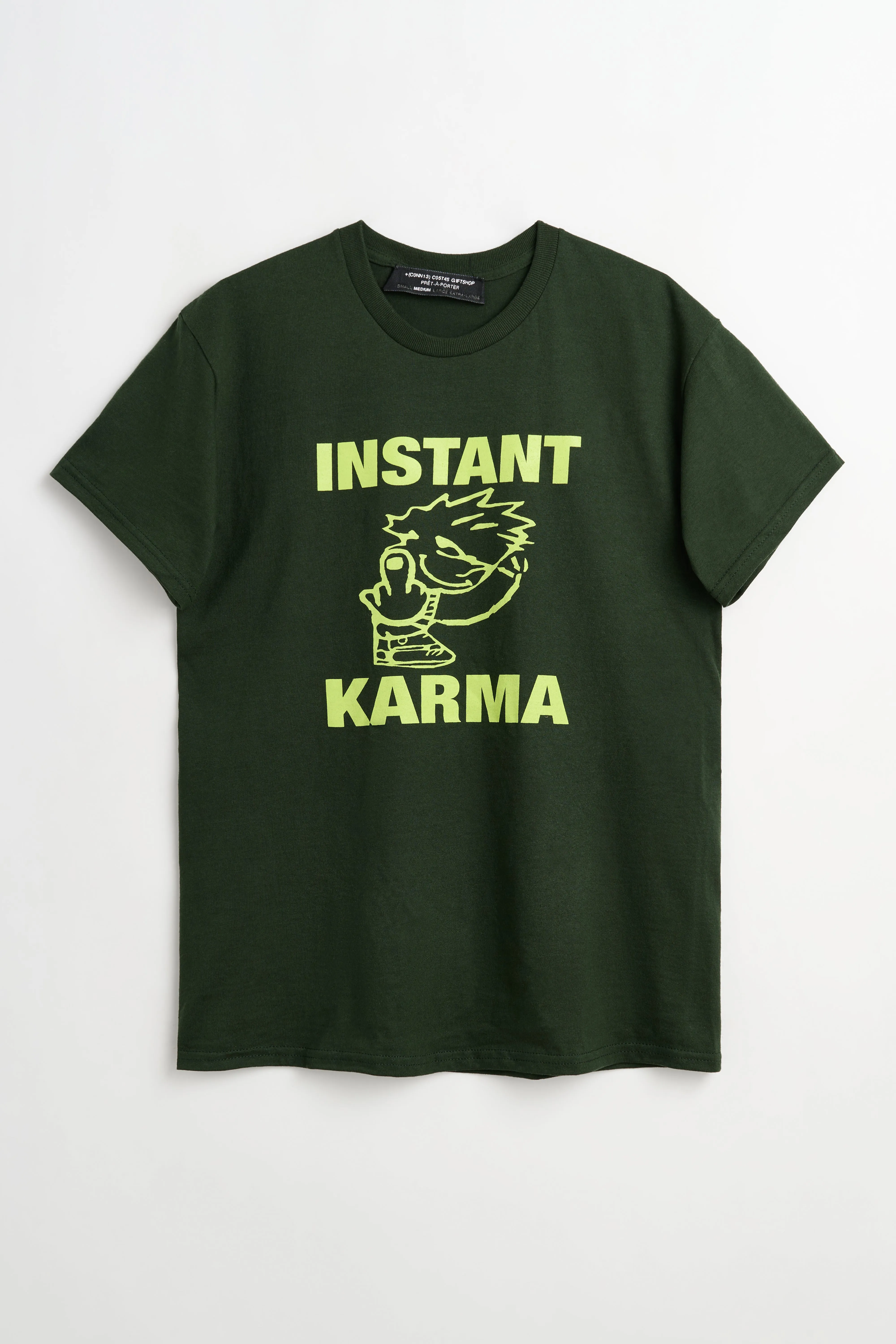 Connie Costas Instant Karma Tee Green sold by Tres Bien