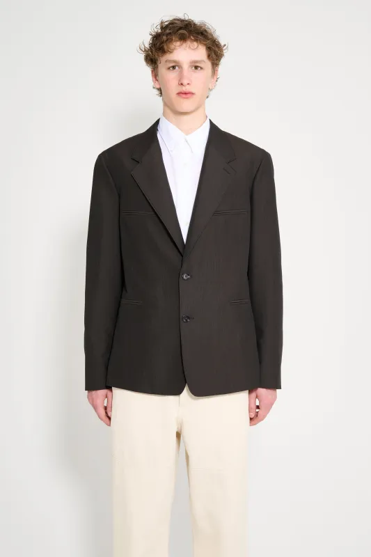 Lemaire Tailored SB Jacket Dark Espresso Melange sold by Tres Bien