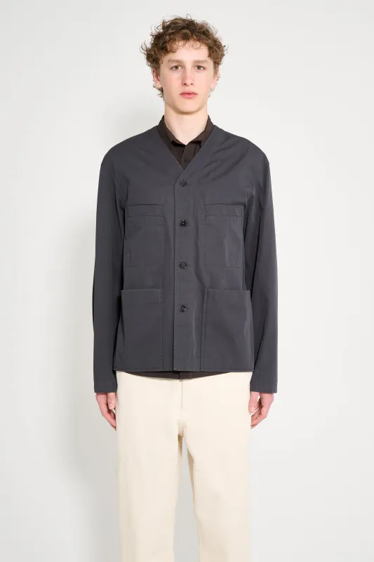 Lemaire Collarless Overshirt Charcoal sold by Tres Bien