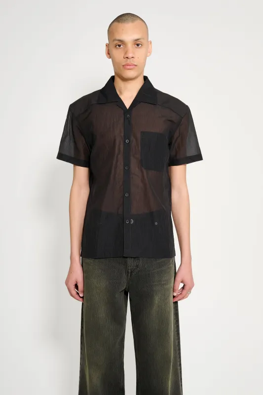 Olly Shinder Sheer Army Shirt With Cordura Yoke Black sold by Tres Bien