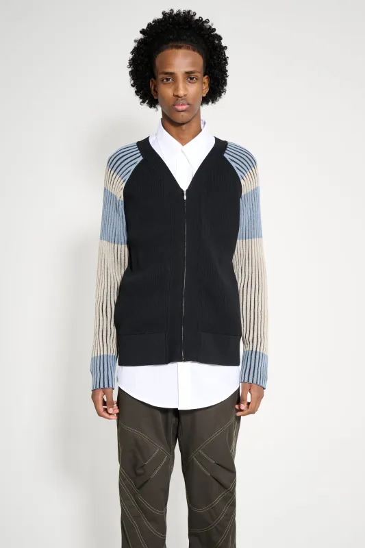 Kiko Kostadinov Inex Cardigan Black / Almond / Dusty Blue sold by Tres Bien