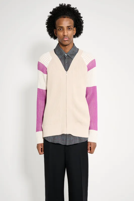 Kiko Kostadinov Inex Cardigan Almond / Purple / Ivory sold by Tres Bien