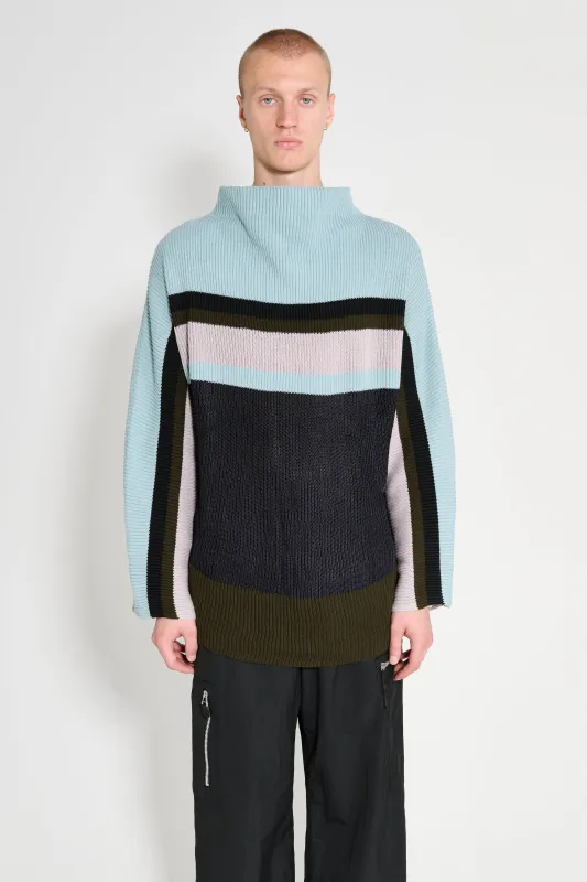Kiko Kostadinov Essick Stripe Long Sleeve Ash Blue / D Grey sold by Tres Bien