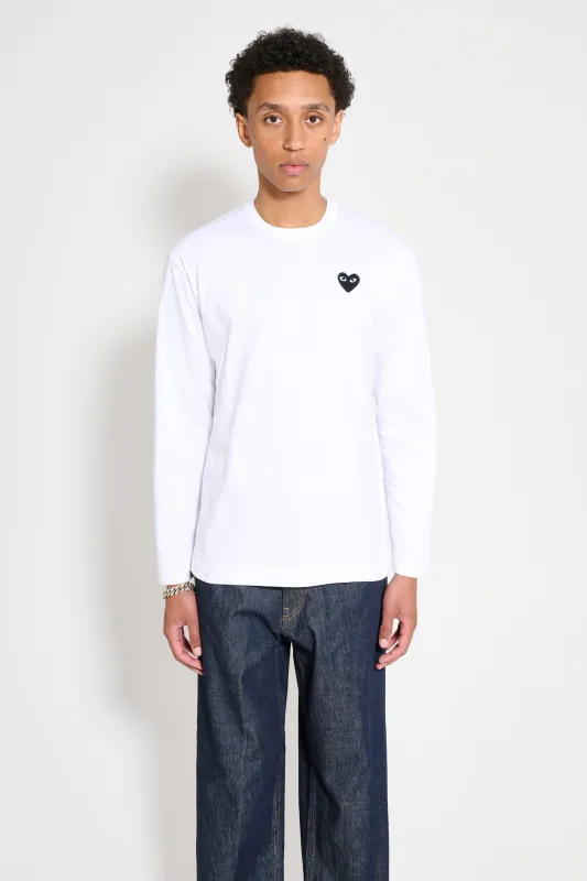 Comme des Garçons Play Small Heart LS T-shirt White sold by Tres Bien