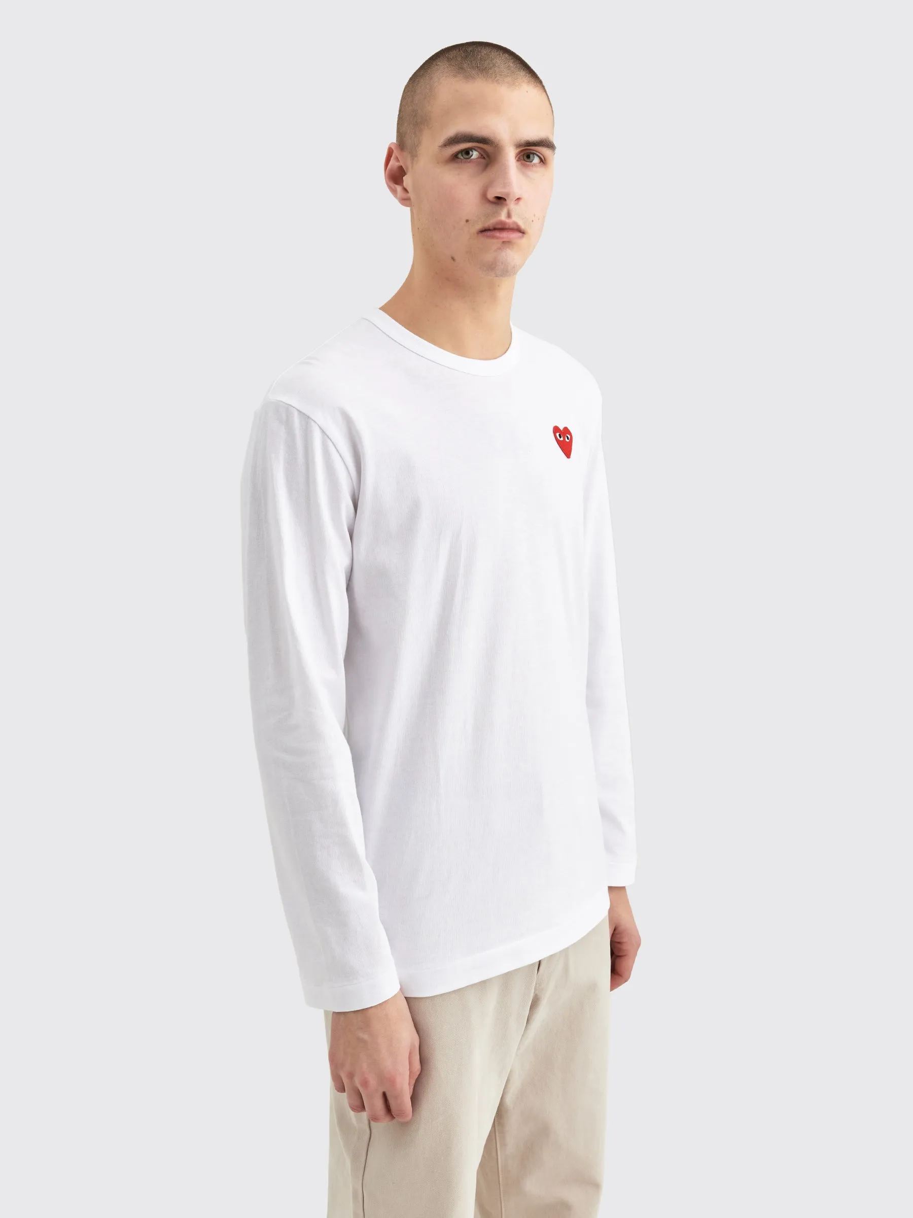 Comme des Garçons Play Small Heart LS T-shirt White Red sold by Tres Bien product image thumbnail 4