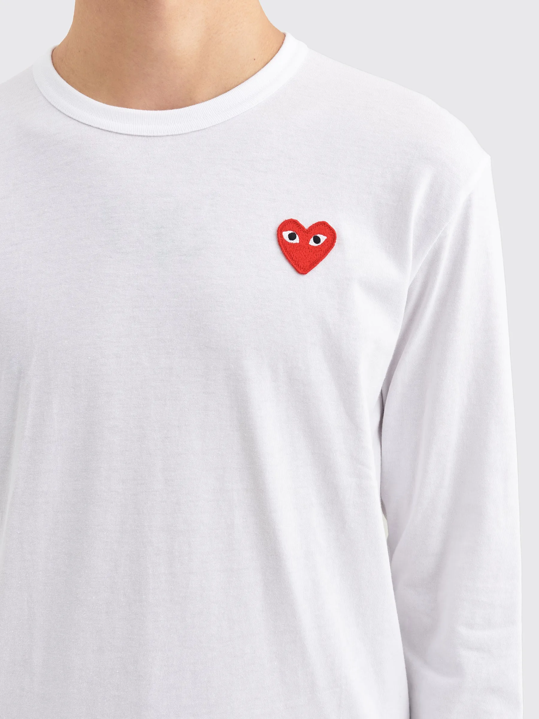 Comme des Garçons Play Small Heart LS T-shirt White Red sold by Tres Bien product image thumbnail 5