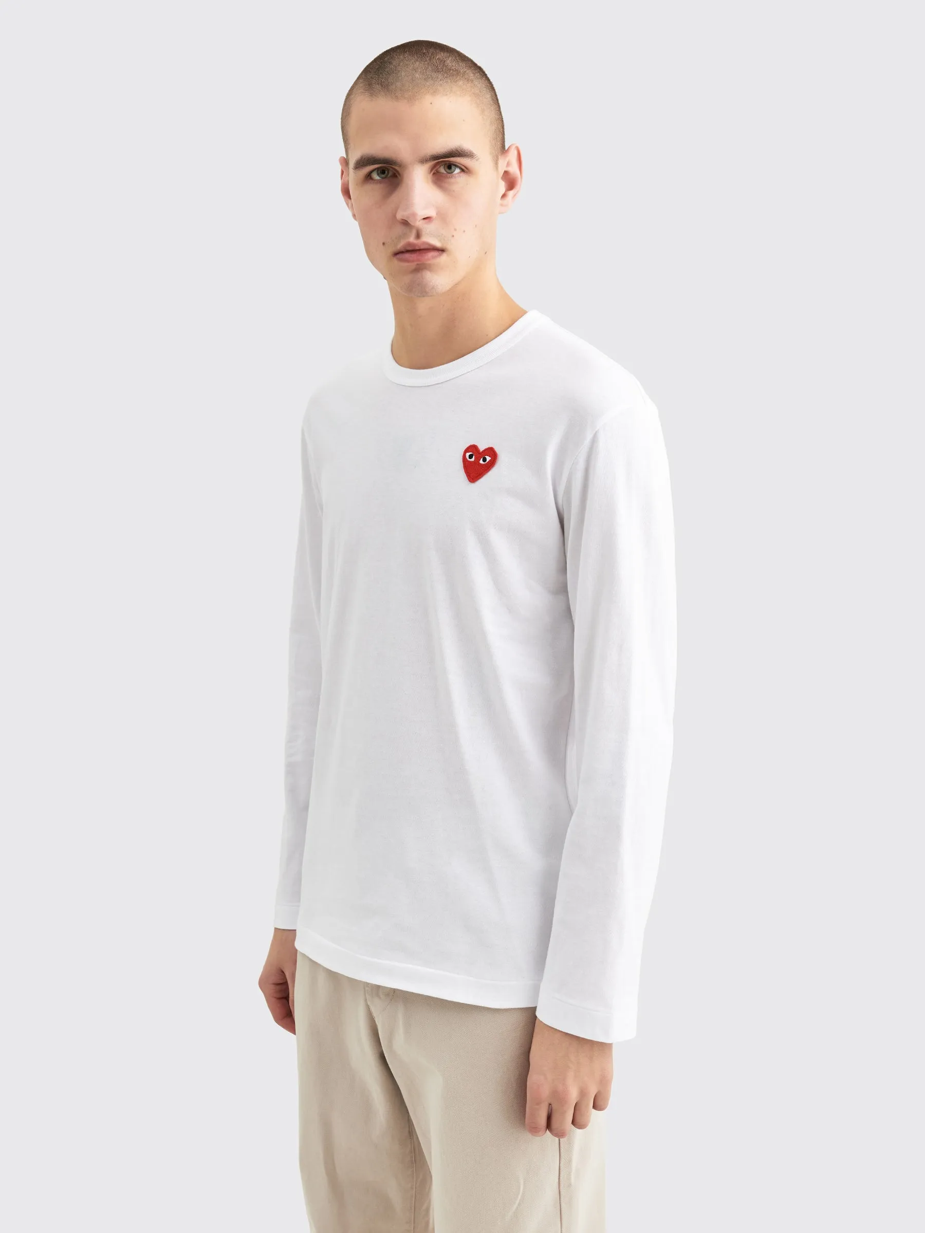 Comme des Garçons Play Small Heart LS T-shirt White Red sold by Tres Bien product image thumbnail 2