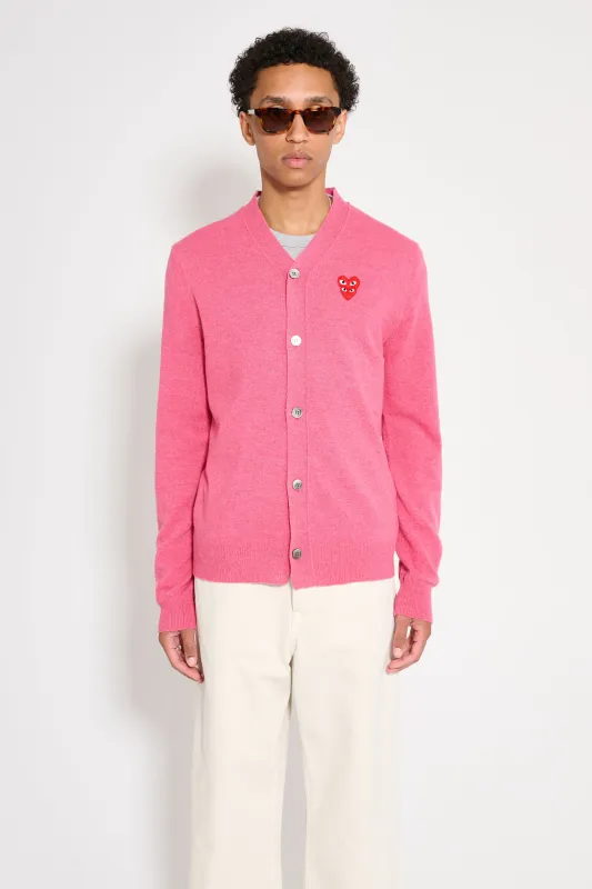 Comme des Garçons Play Double Heart Knitted Cardigan Pink made by Comme des Garcons