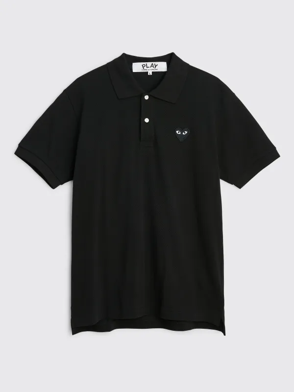 Comme des Garçons Play Small Heart Polo T-shirt Black / Black sold by Tres Bien