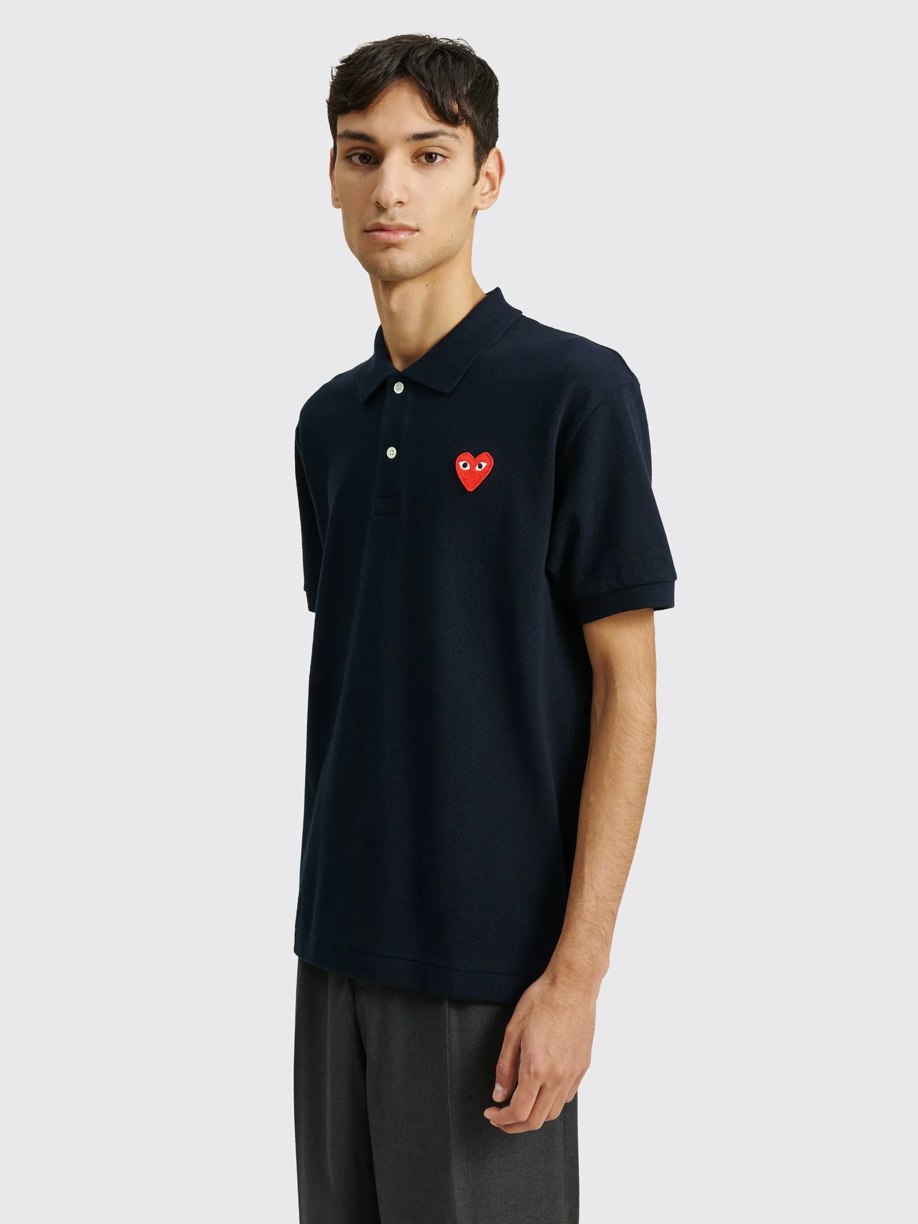 Comme des Garçons Play Small Heart Polo T-shirt Navy sold by Tres Bien product image thumbnail 3