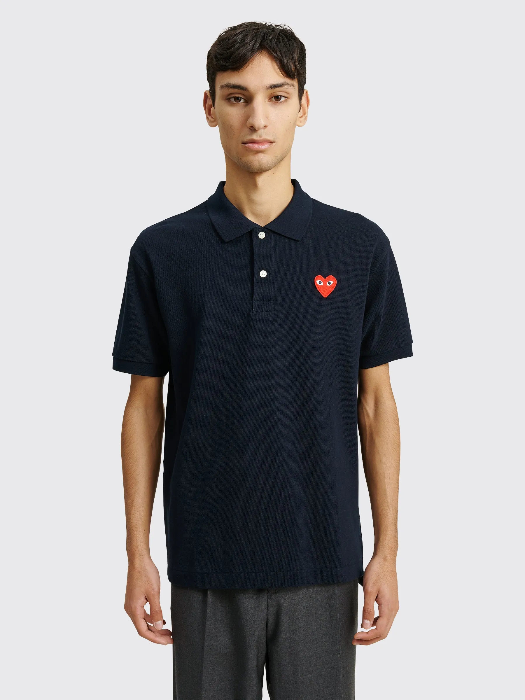 Comme des Garçons Play Small Heart Polo T-shirt Navy sold by Tres Bien product image thumbnail 2