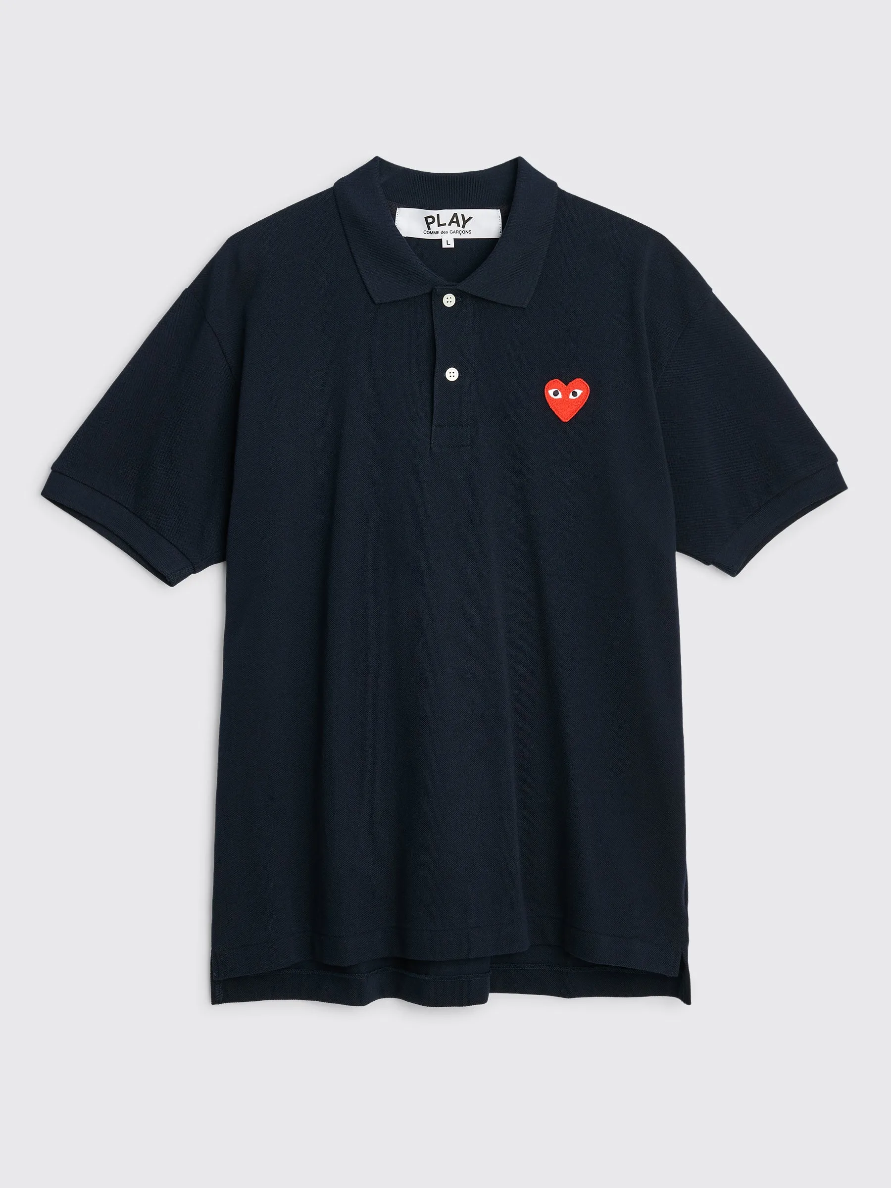 Comme des Garçons Play Small Heart Polo T-shirt Navy sold by Tres Bien