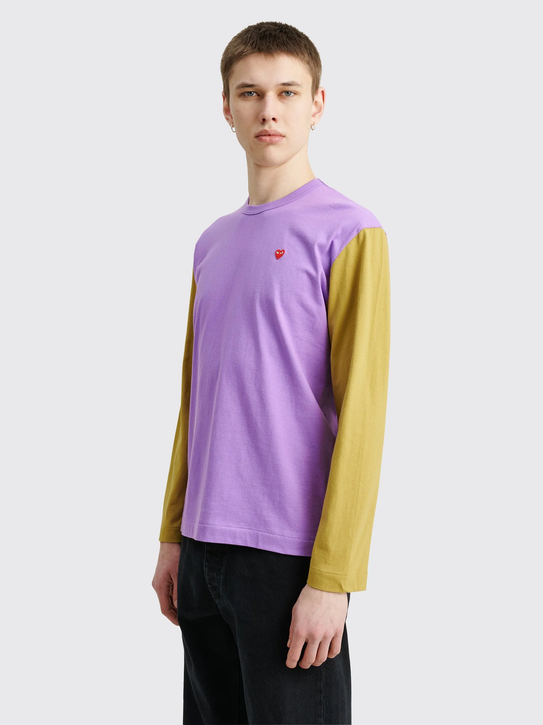 Comme des Garçons Play Mini Heart LS T-shirt Purple / Olive sold by Tres Bien product image thumbnail 3