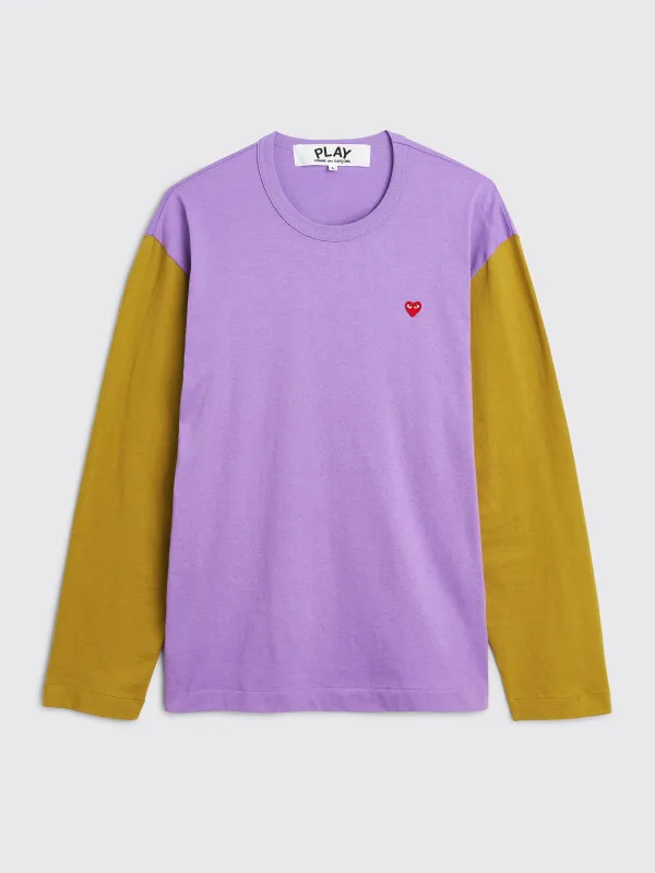 Comme des Garçons Play Mini Heart LS T-shirt Purple / Olive sold by Tres Bien
