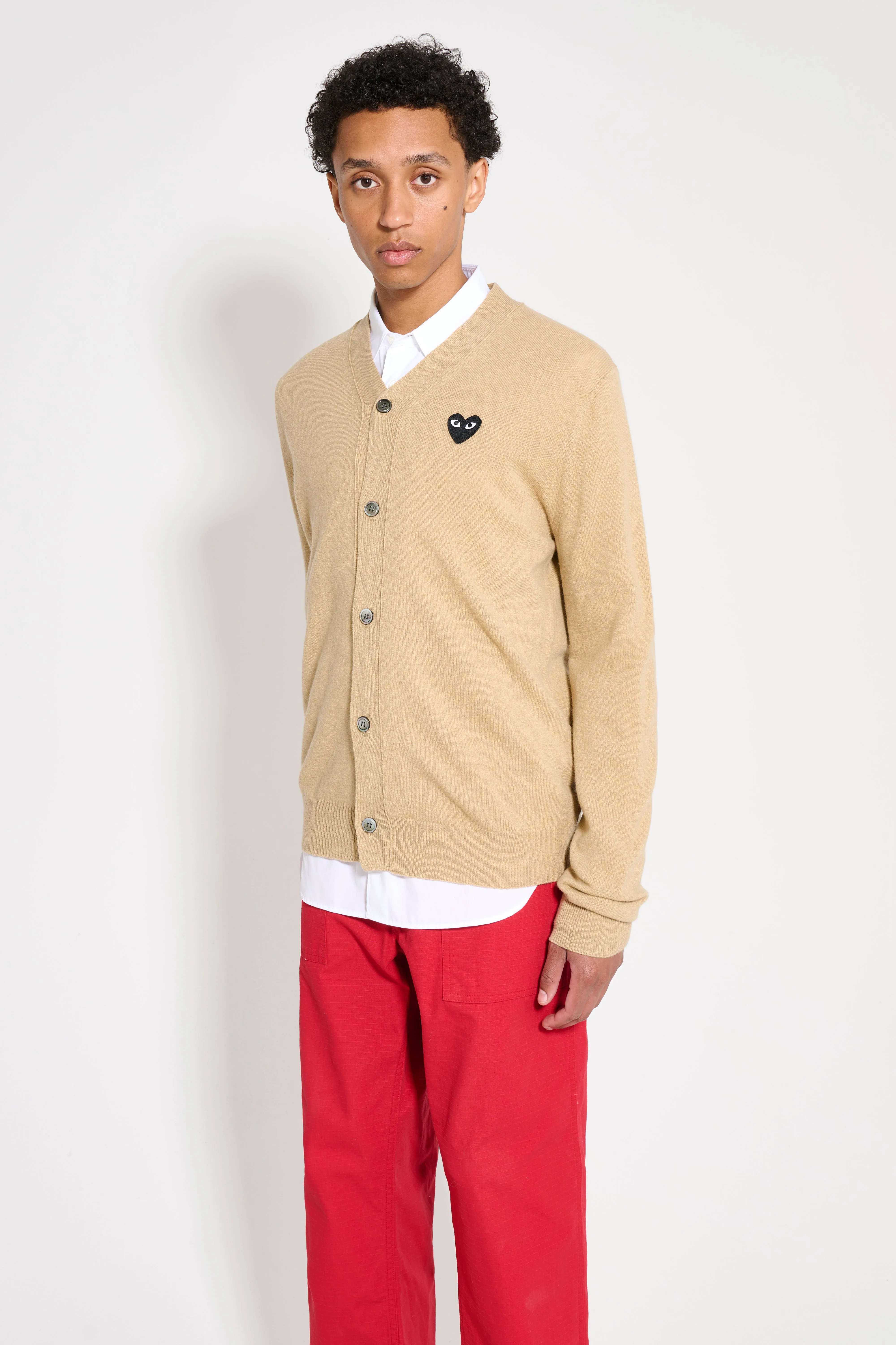 Comme des Garçons Play Small Heart Knitted Cardigan Light Camel / Black sold by Tres Bien product image thumbnail 2