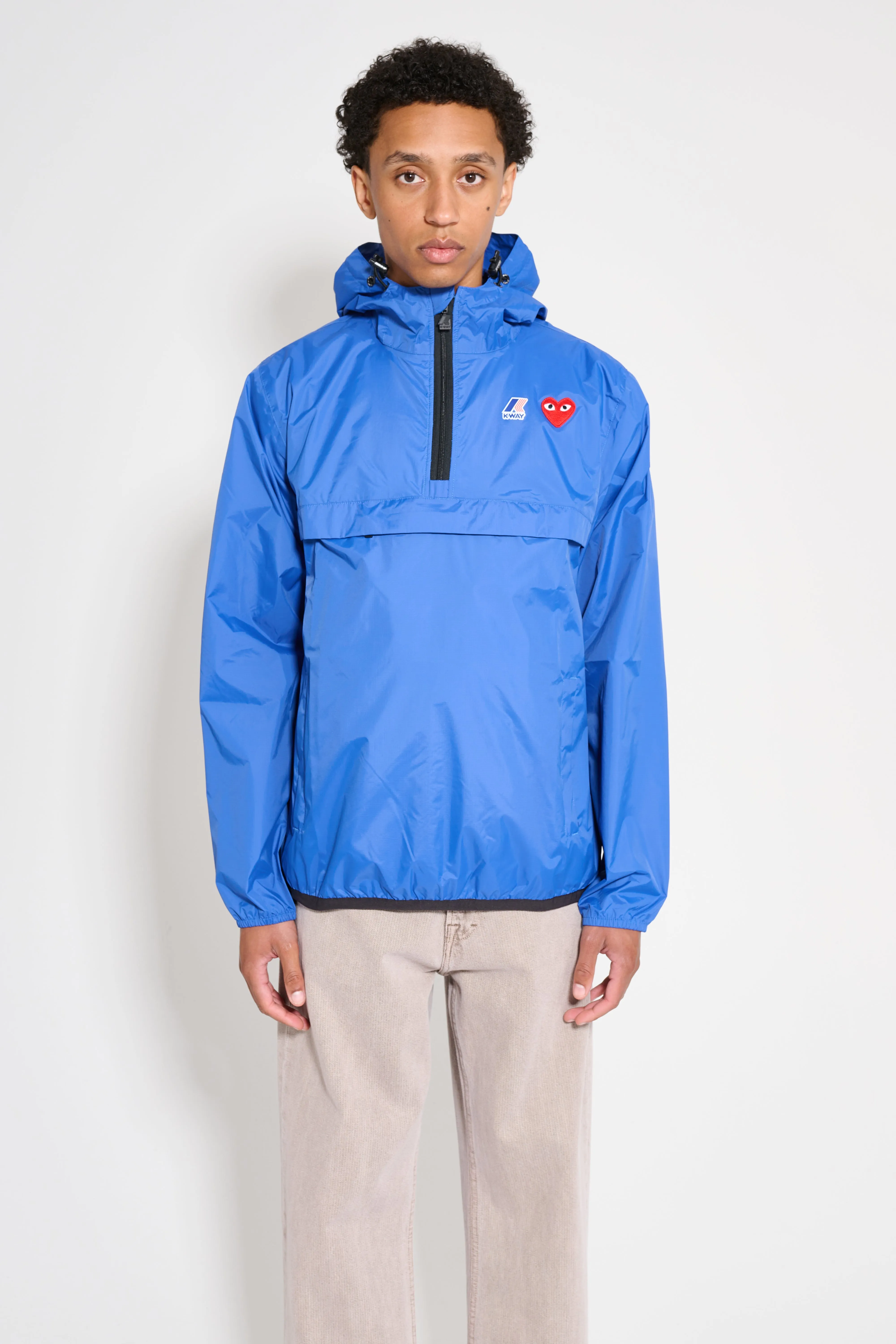 Comme des Garçons Play x K-Way Leon Half Zip Jacket Blue sold by Tres Bien