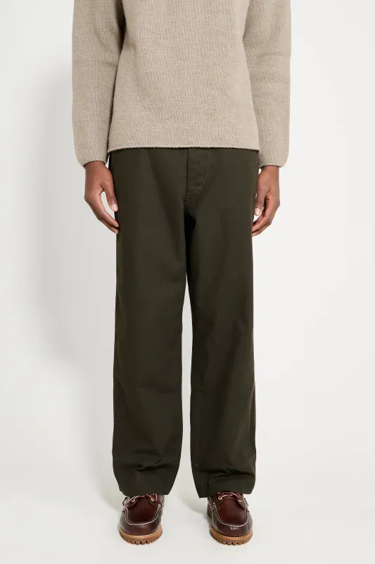 Margaret Howell MHL Wide Waistband Trousers Dry Cotton Cedar sold by Tres Bien
