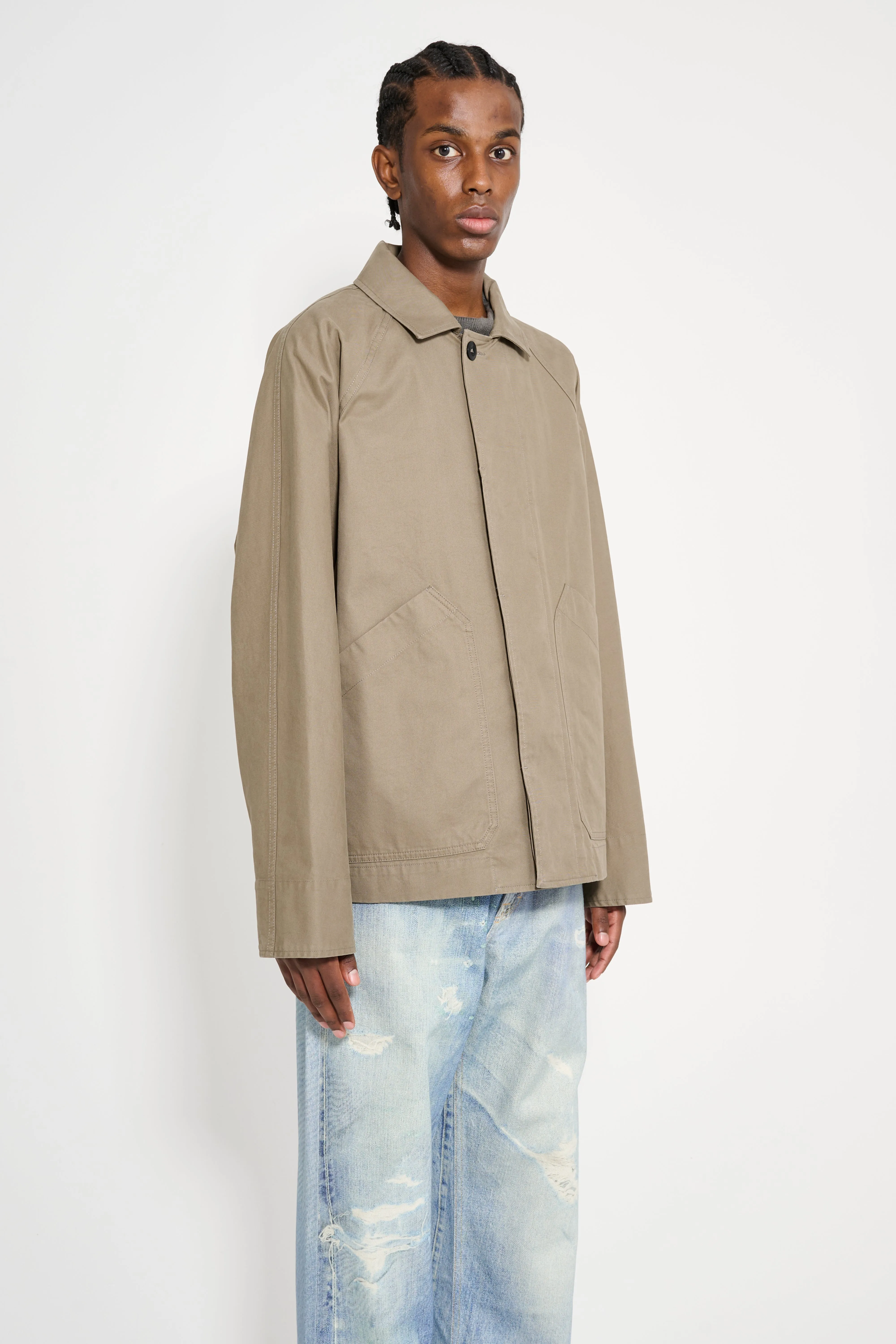 Margaret Howell MHL Raglan Jacket Plain Cotton Drill Taupe sold by Tres Bien product image thumbnail 4