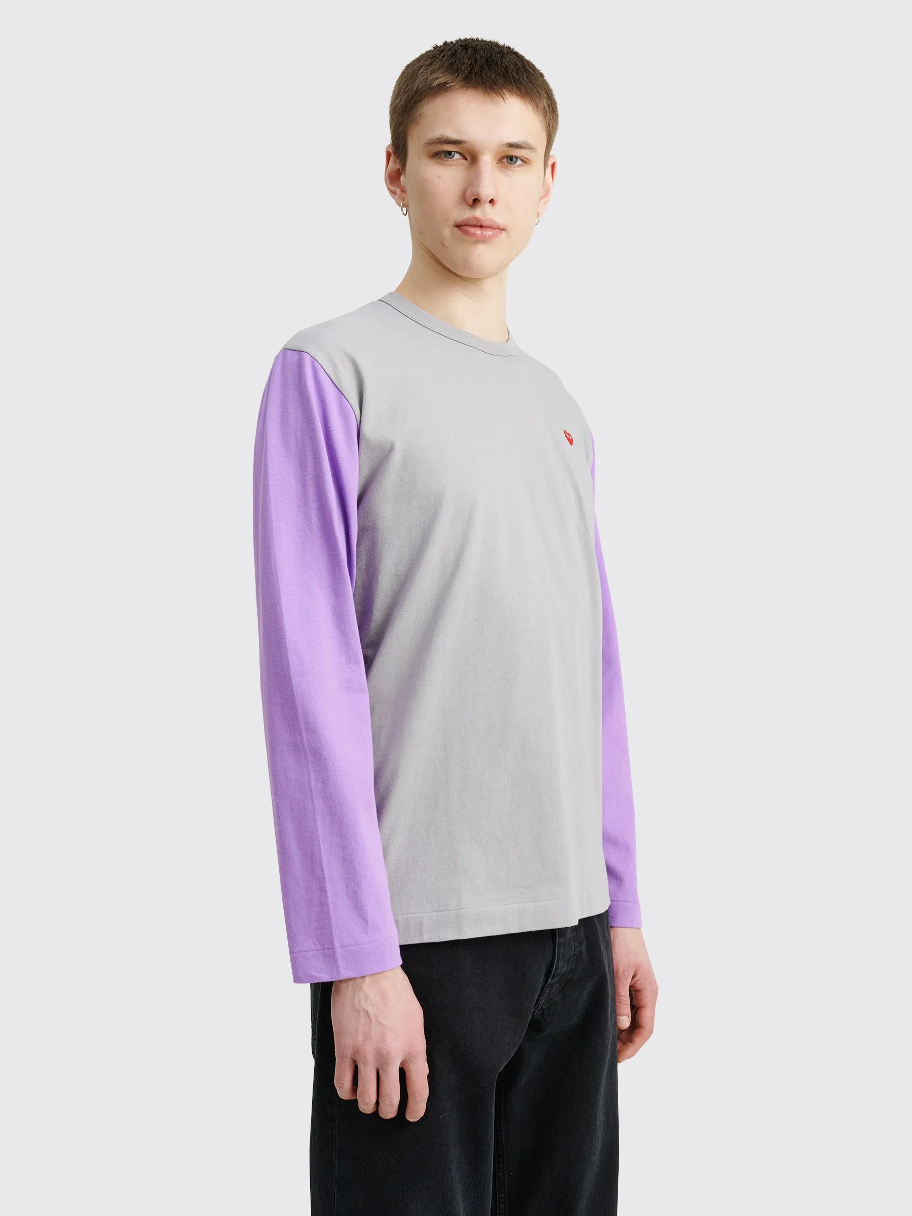 Comme des Garçons Play Mini Heart LS T-shirt Grey / Purple sold by Tres Bien product image thumbnail 5