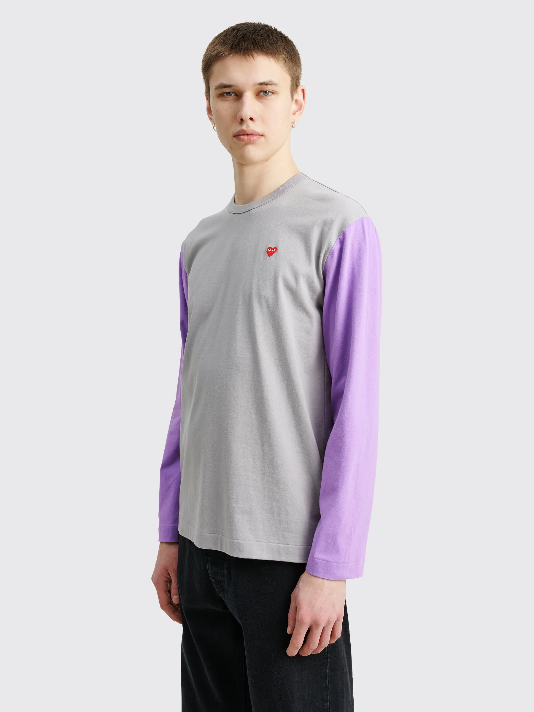 Comme des Garçons Play Mini Heart LS T-shirt Grey / Purple sold by Tres Bien product image thumbnail 3