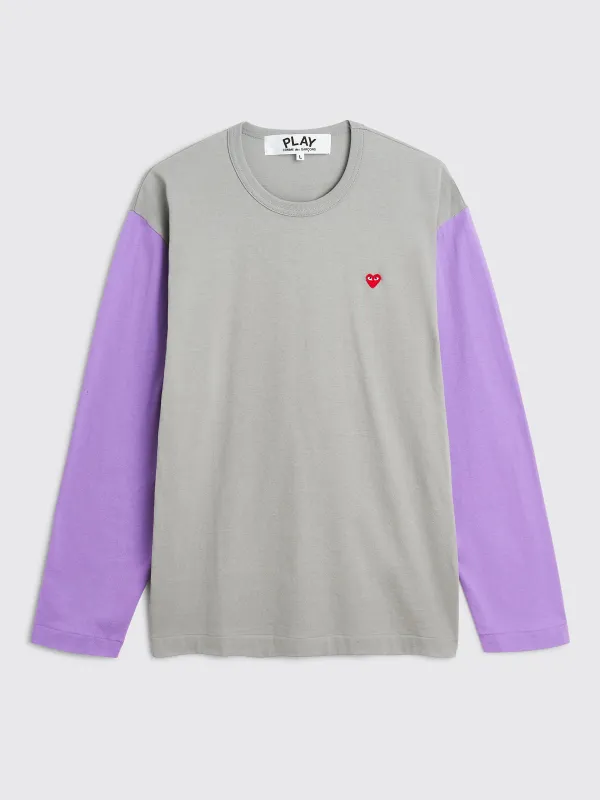 Comme des Garçons Play Mini Heart LS T-shirt Grey / Purple sold by Tres Bien