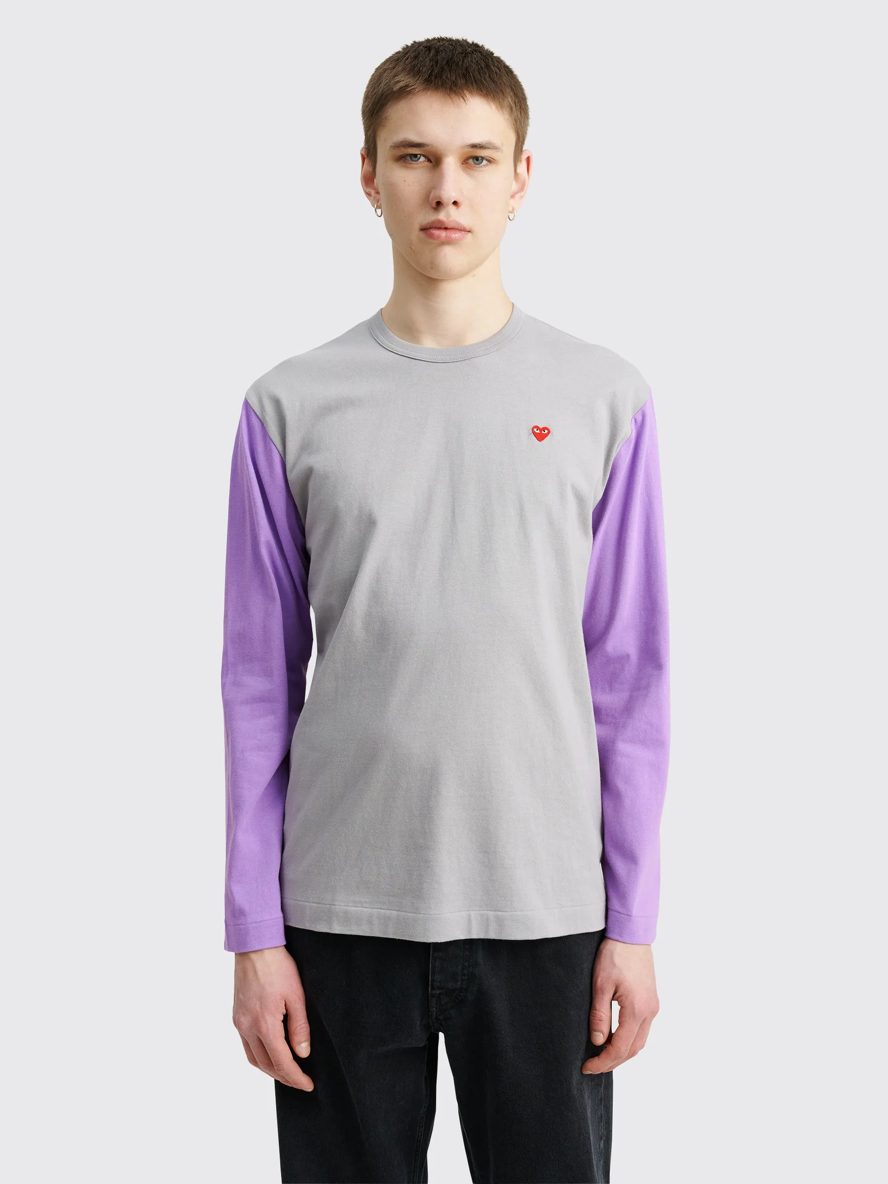 Comme des Garçons Play Mini Heart LS T-shirt Grey / Purple sold by Tres Bien product image thumbnail 2