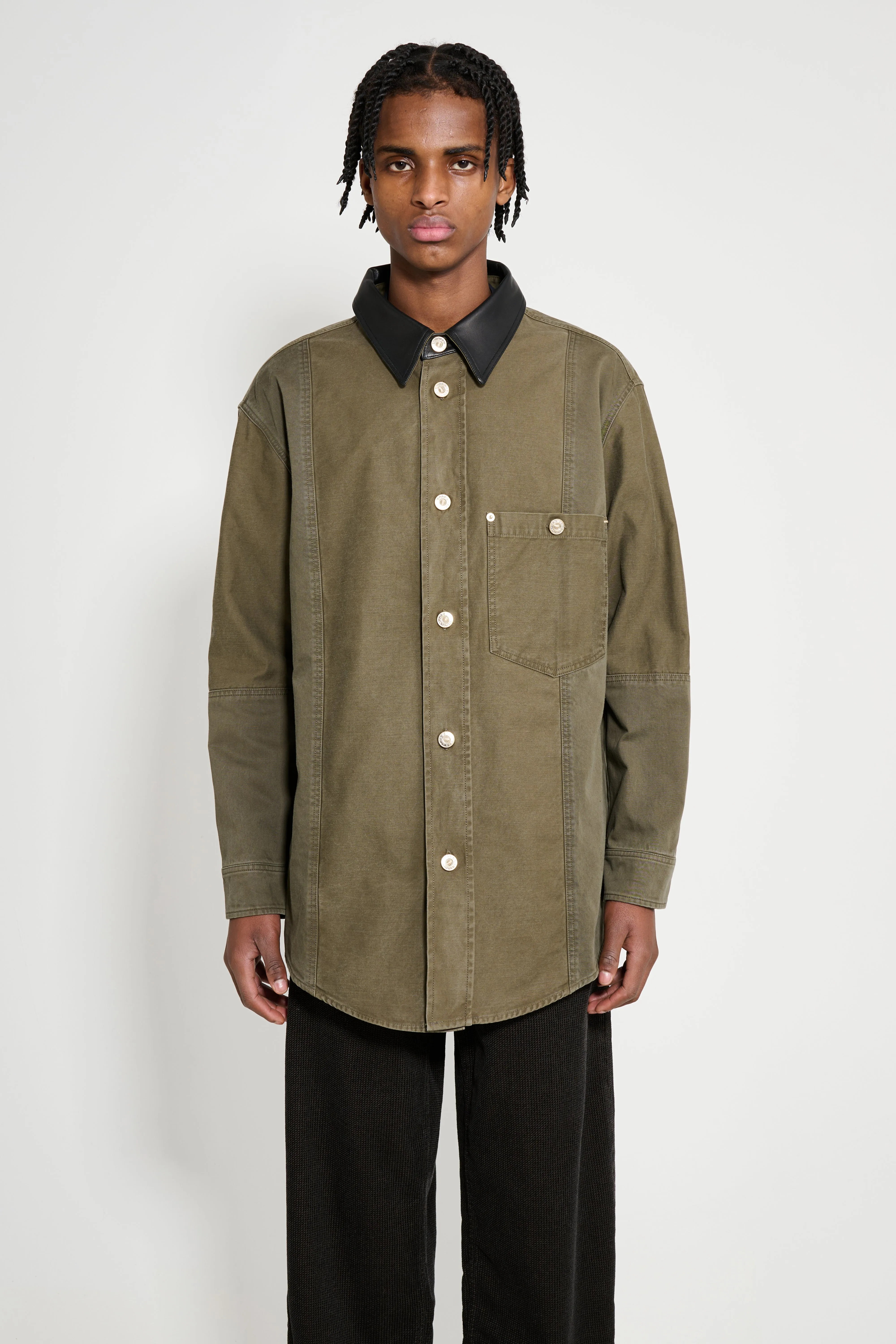 Wales Bonner Brixton Shirt Jacket Olive / Black sold by Tres Bien