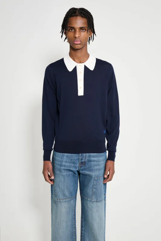 Wales Bonner Henry Polo Navy / Ivory sold by Tres Bien