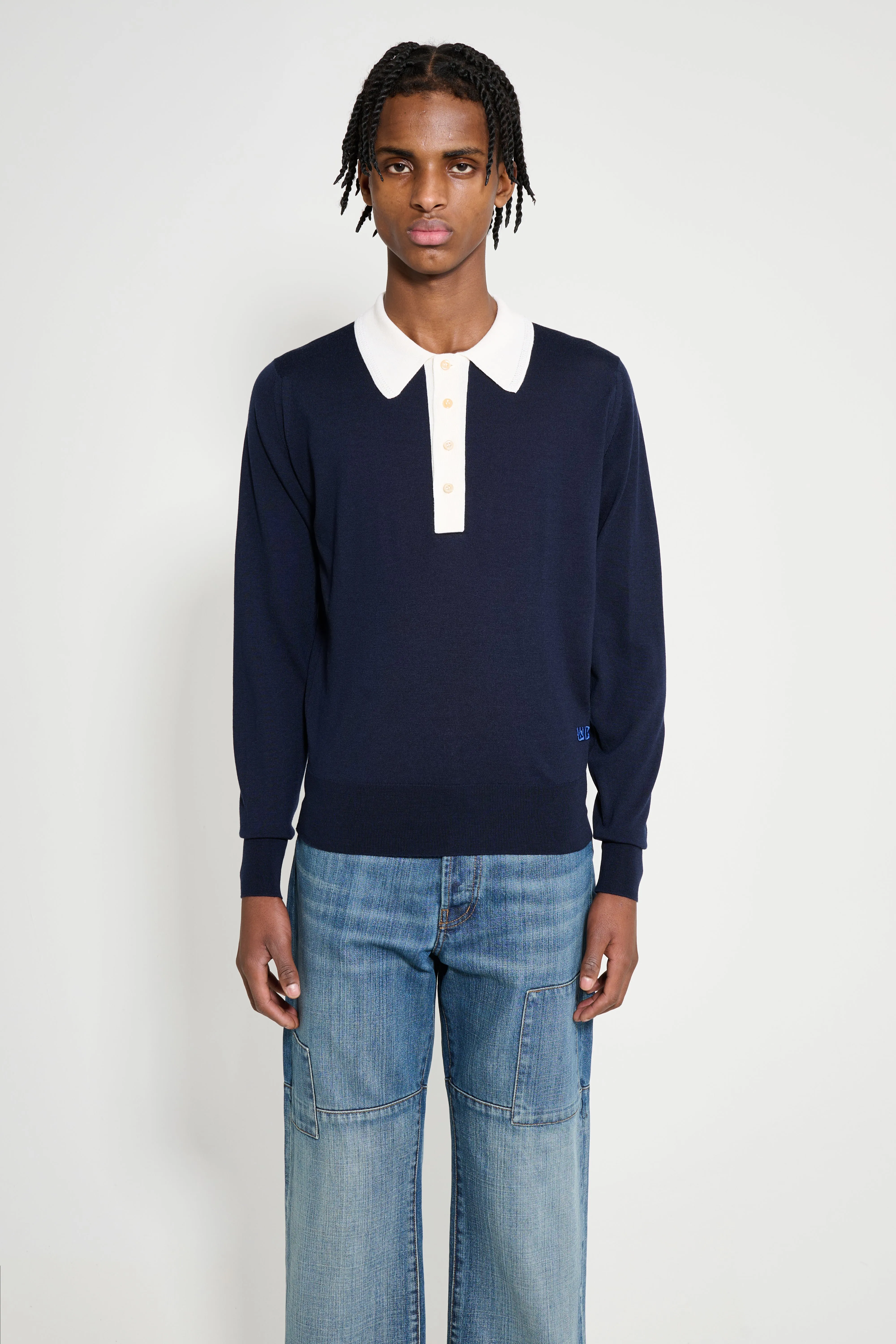 Wales Bonner Henry Polo Navy / Ivory sold by Tres Bien