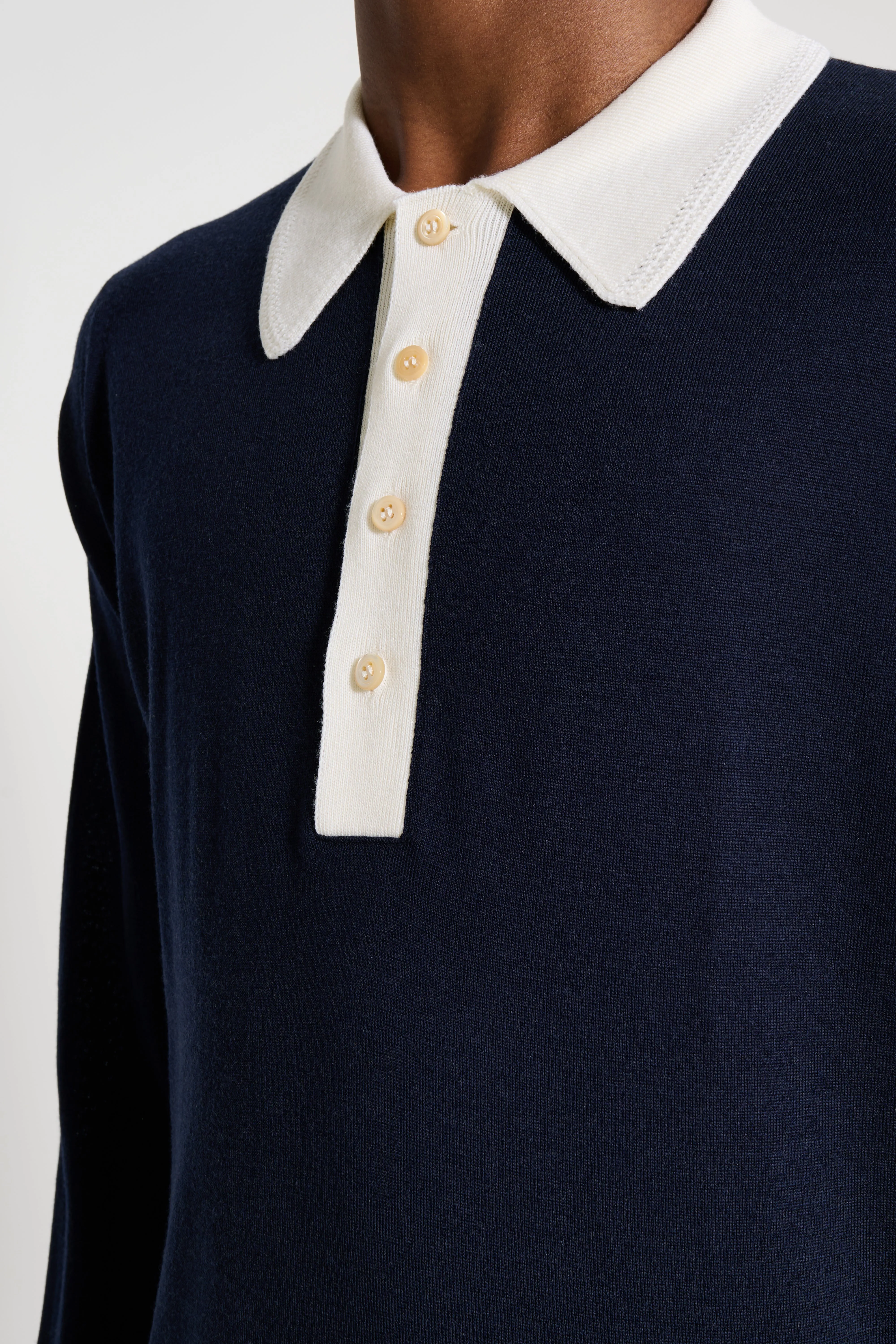 Wales Bonner Henry Polo Navy / Ivory sold by Tres Bien product image thumbnail 5