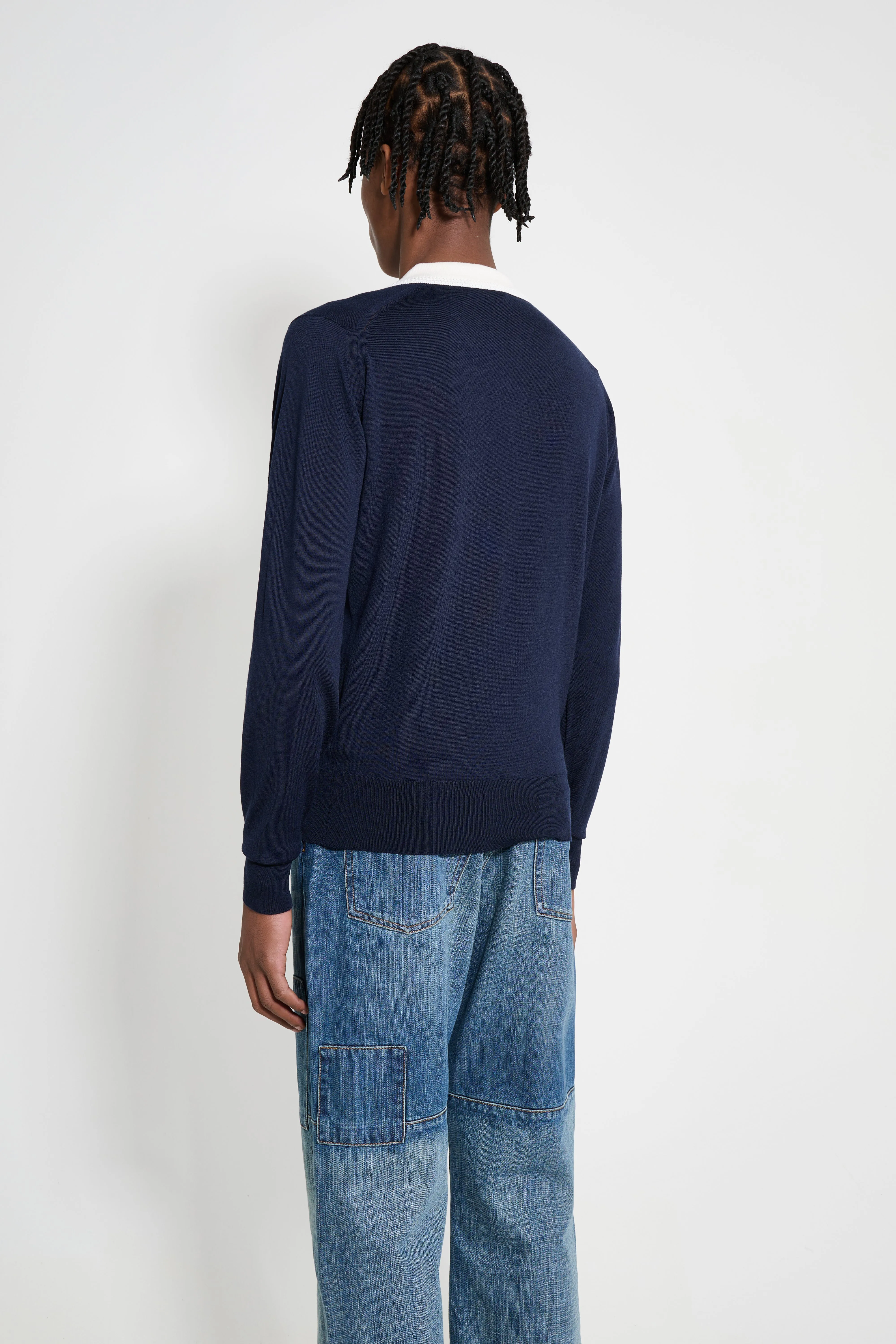 Wales Bonner Henry Polo Navy / Ivory sold by Tres Bien product image thumbnail 3