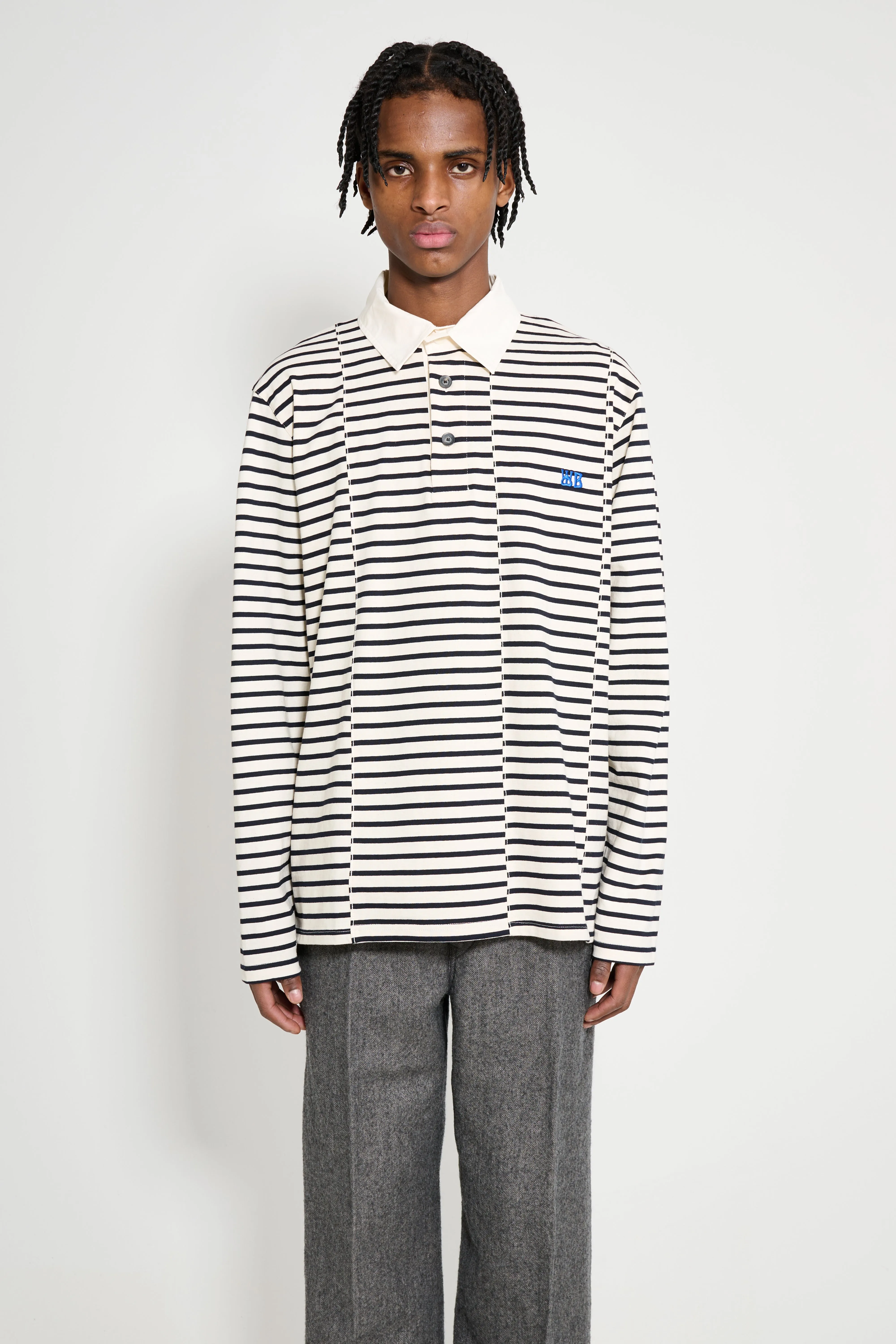 Wales Bonner City Polo Ivory / Navy sold by Tres Bien