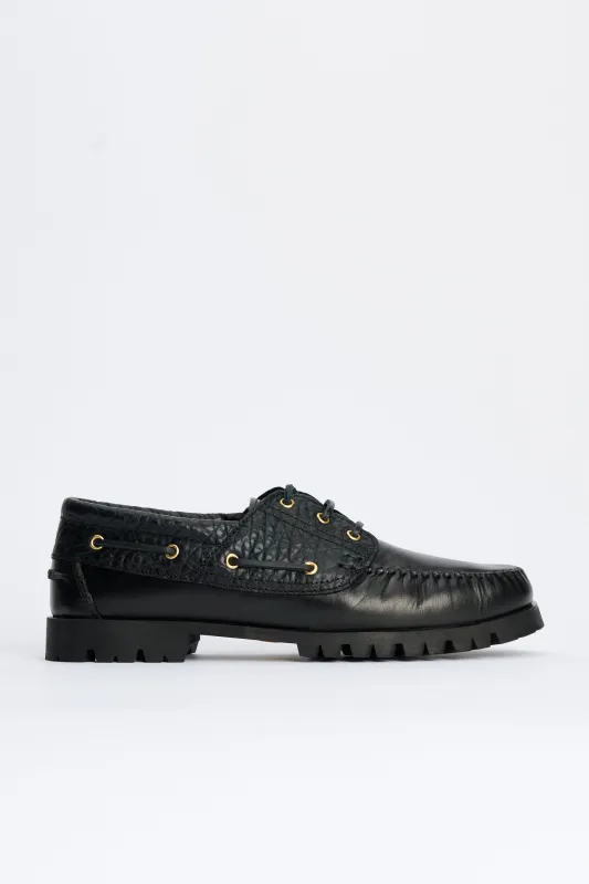 VINNY’s Aztec Boat Shoe Black sold by Tres Bien