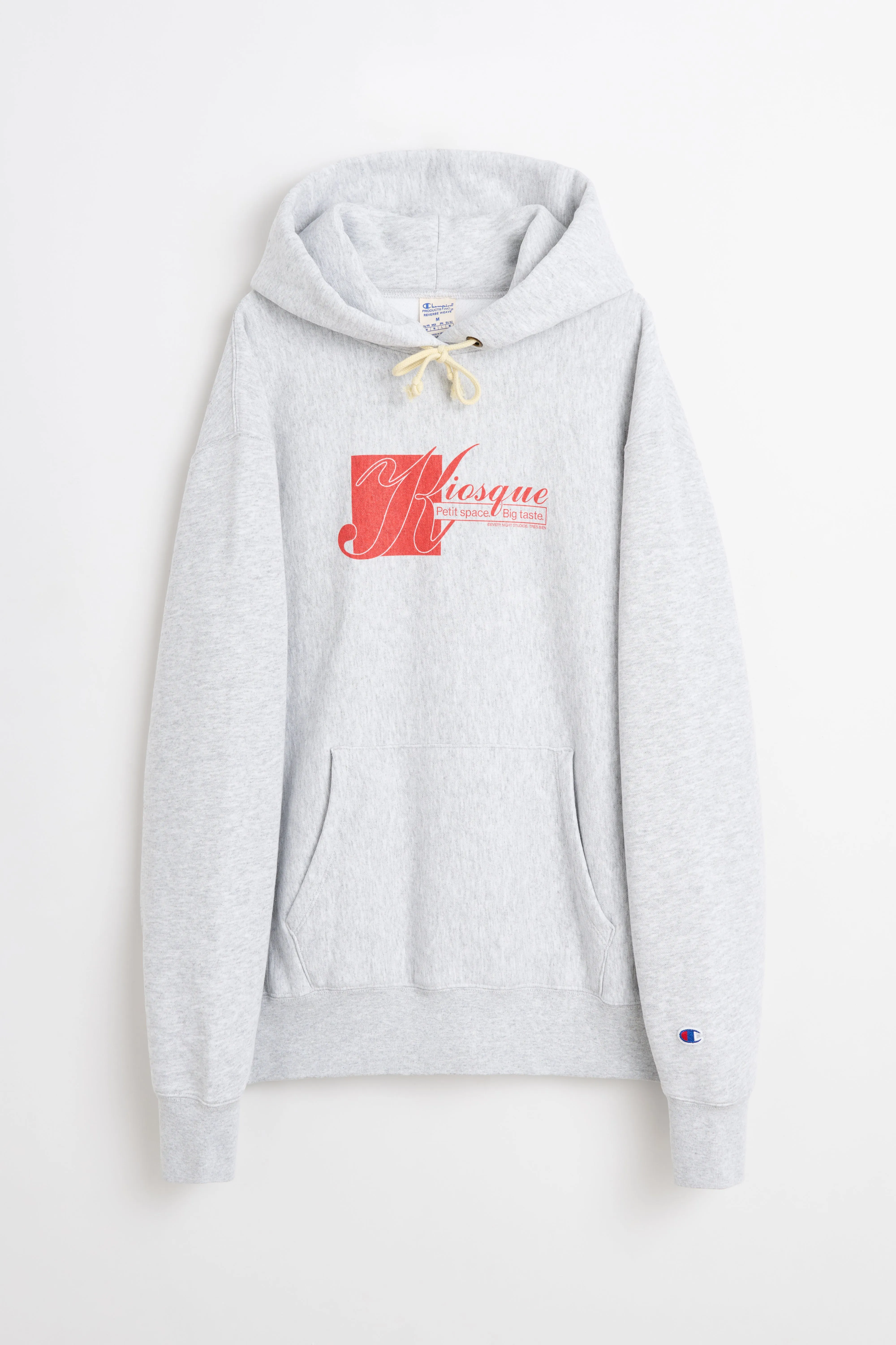 TRÈS BIEN x Champion Reverse Weave Kiosque Hood Grey Melange sold by Tres Bien