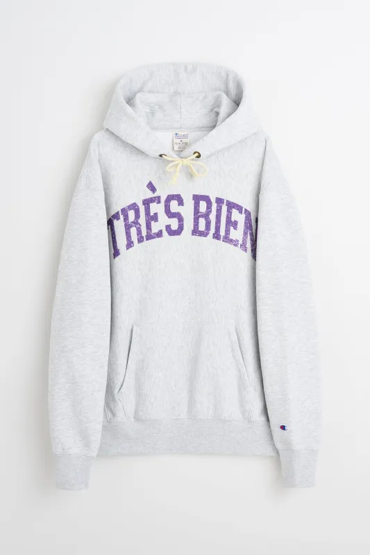 TRÈS BIEN x Champion Damaged Arch Hood Grey Melange made by Champion