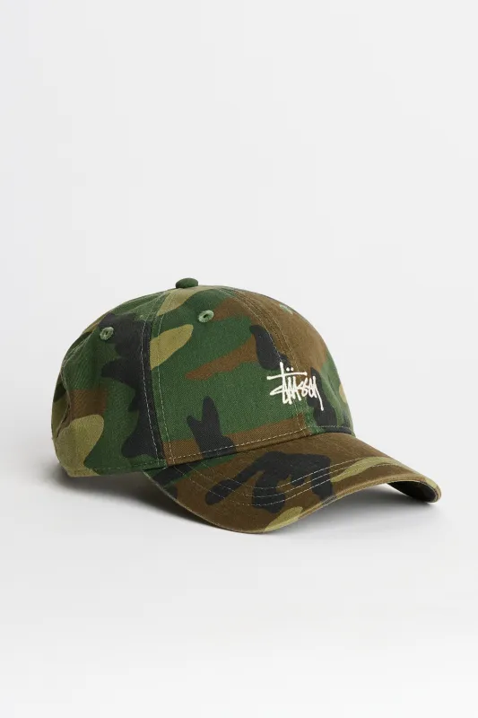 Stüssy Basic Washed Low Pro Cap Woodland Camo sold by Tres Bien
