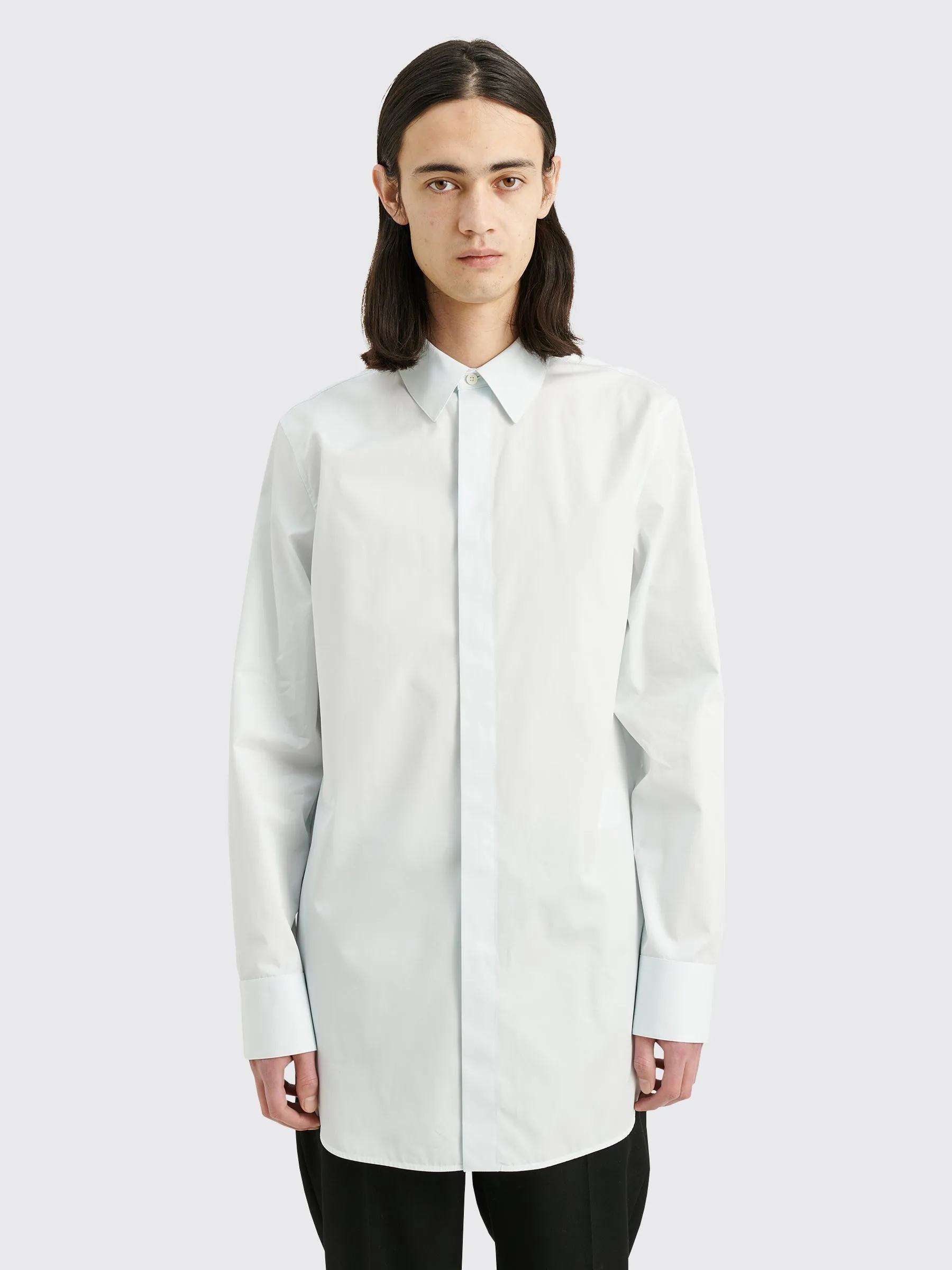 Jil Sander Organic Cotton Poplin Shirt Light Pastel Blue sold by Tres Bien