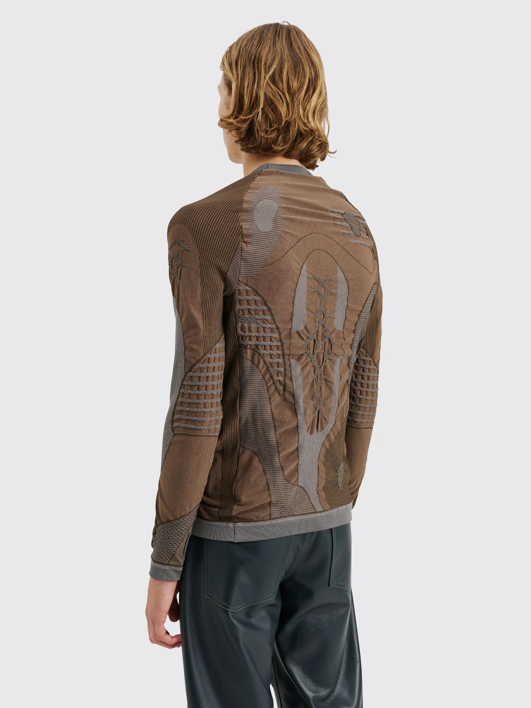 ROA Roundneck 3D Knit Sweater Brown / Grey sold by Tres Bien product image thumbnail 3