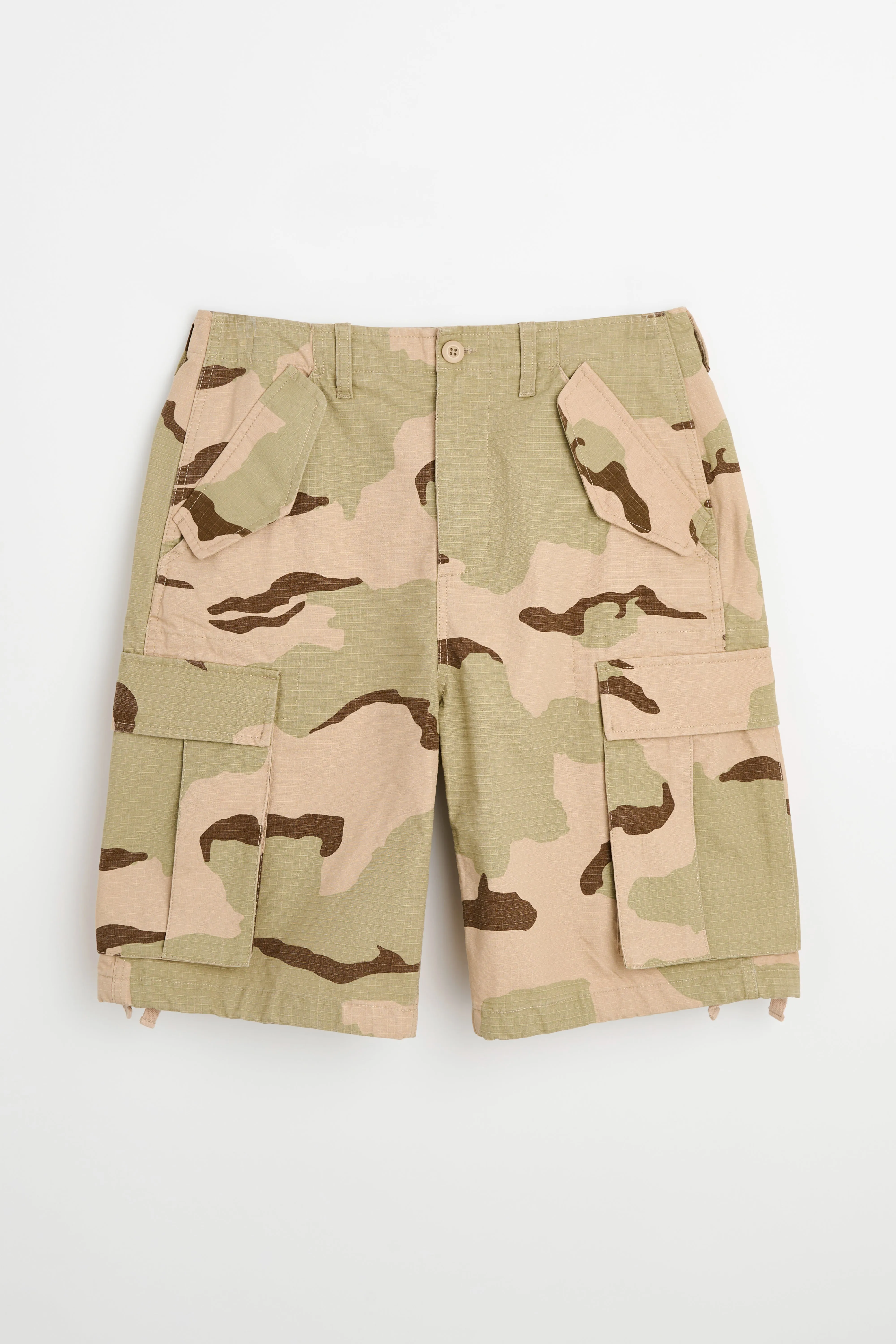 Stüssy Cargo Shorts Ripstop Sand Camo sold by Tres Bien