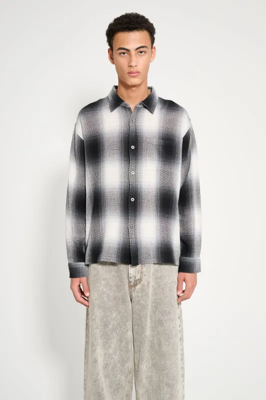 Stüssy Loose Weave Plaid Shirt Grey sold by Tres Bien