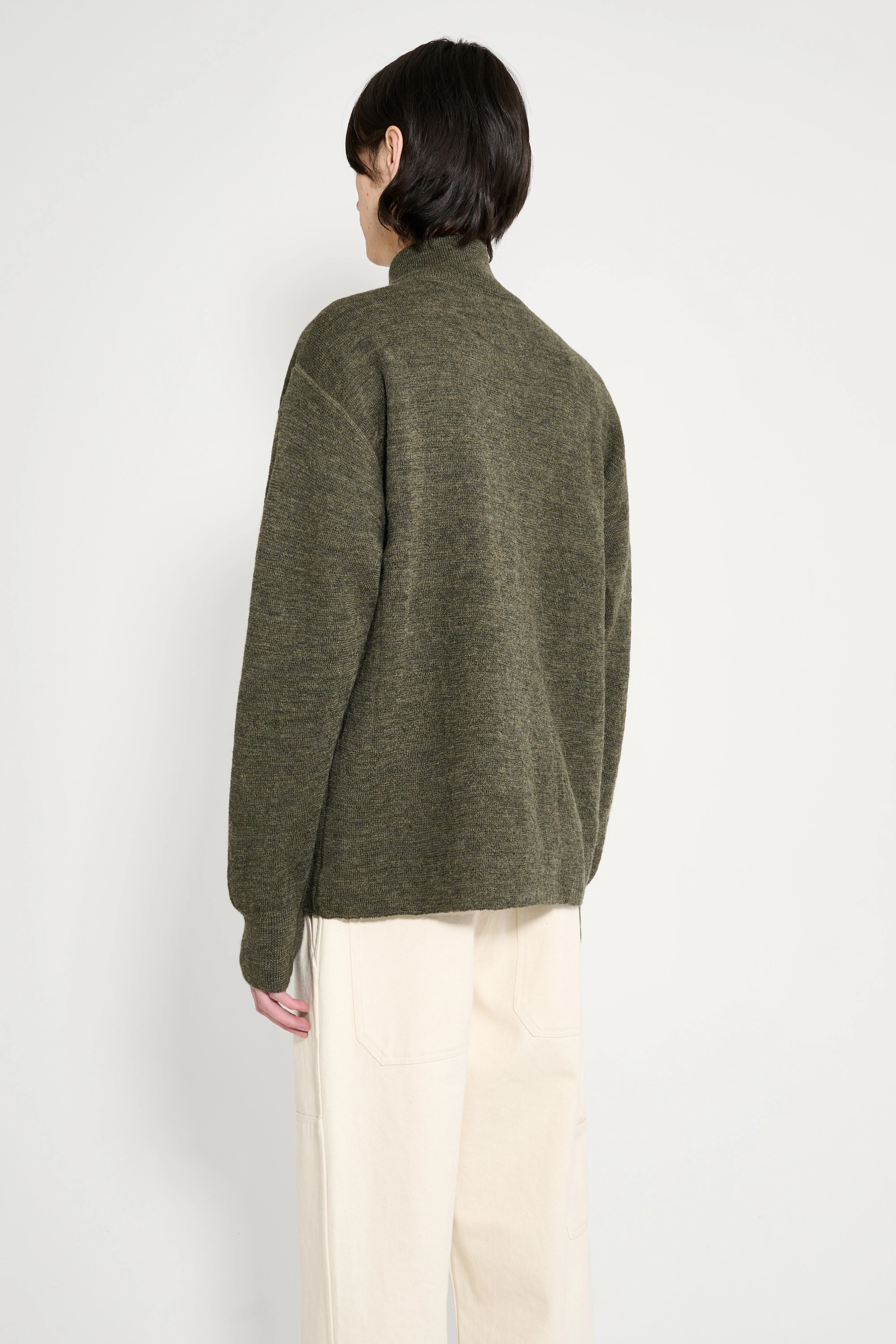 Margaret Howell MHL Stripe Zip Through Dry Wool Olive / Black sold by Tres Bien product image thumbnail 3