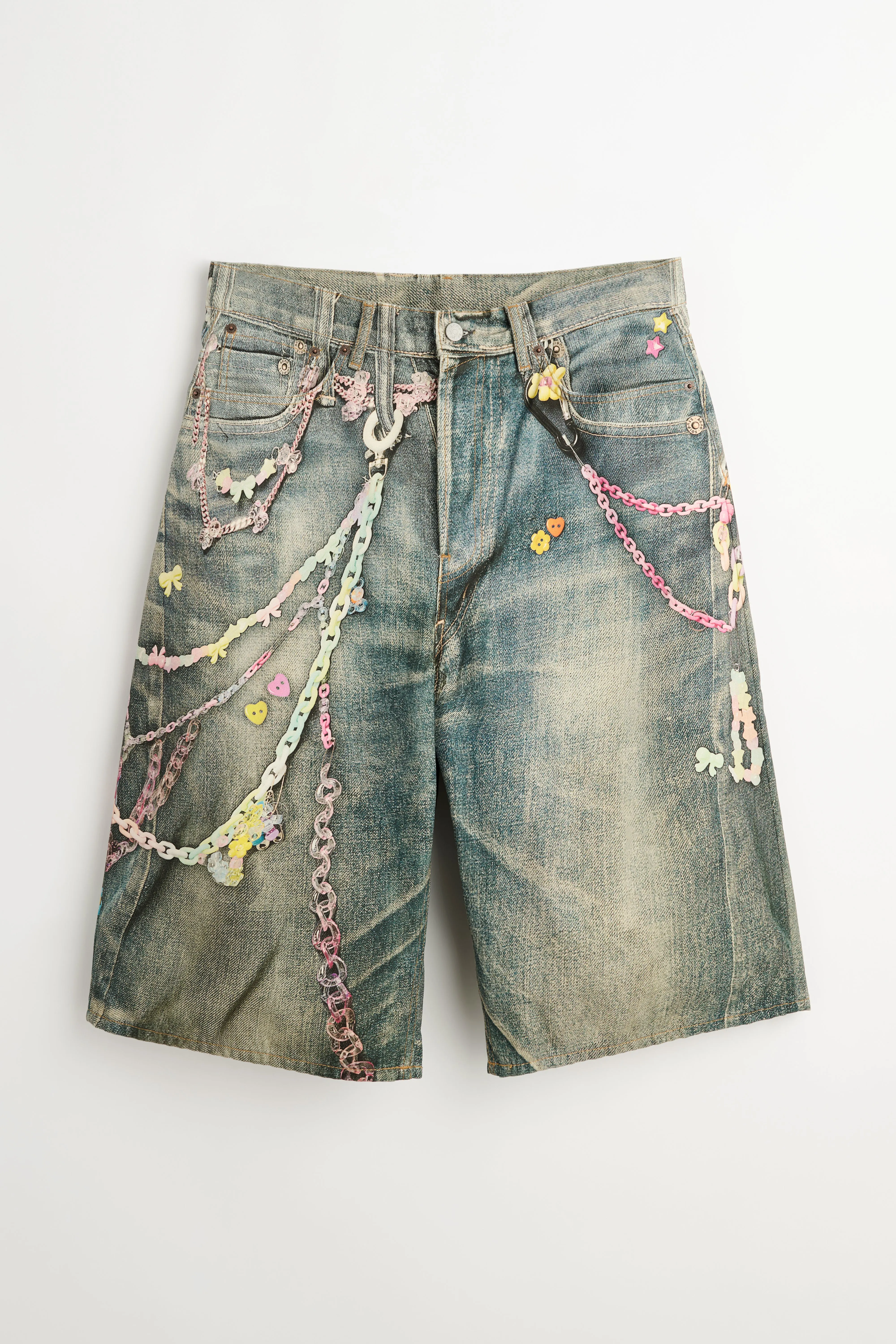 Acne Studios Kawaii Keychains Denim Shorts Mid Blue sold by Tres Bien