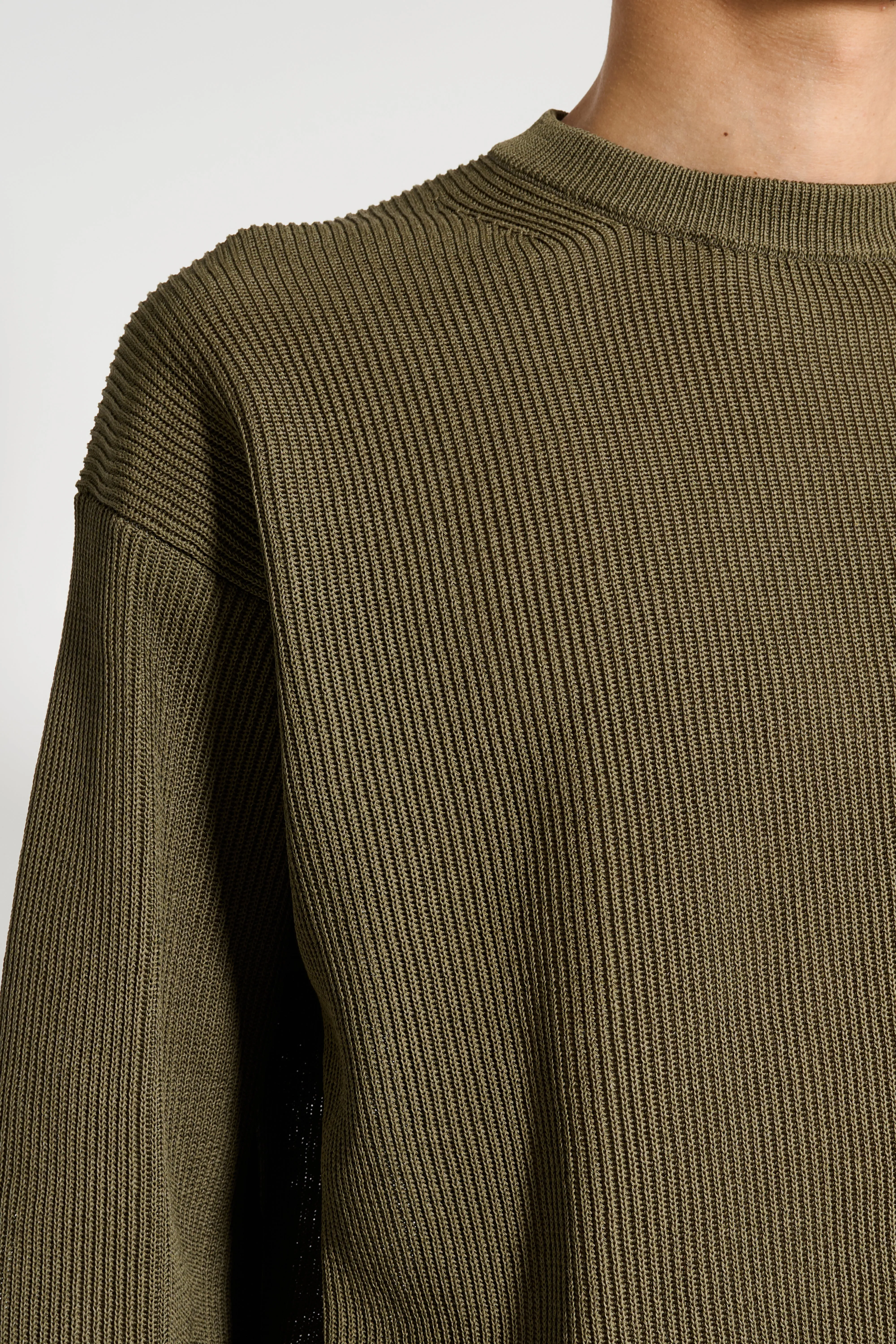 Auralee Flat Yarn Rib Knit P/O Khaki sold by Tres Bien product image thumbnail 5