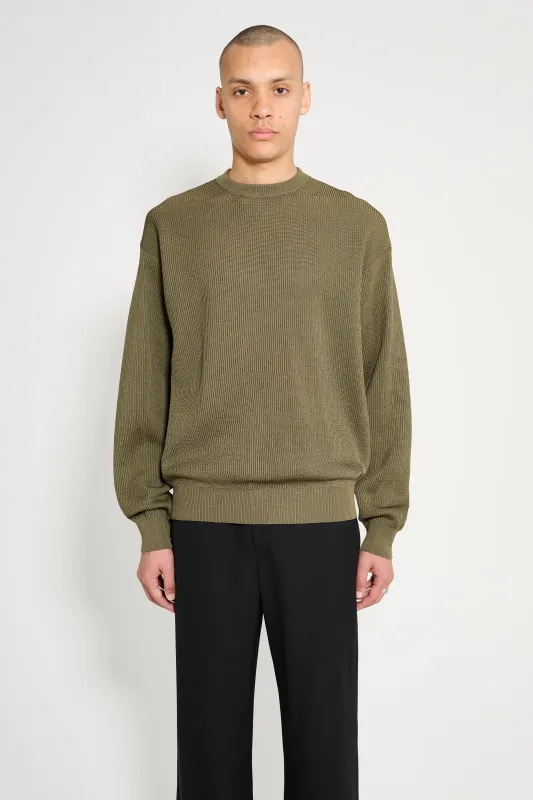 Auralee Flat Yarn Rib Knit P/O Khaki sold by Tres Bien